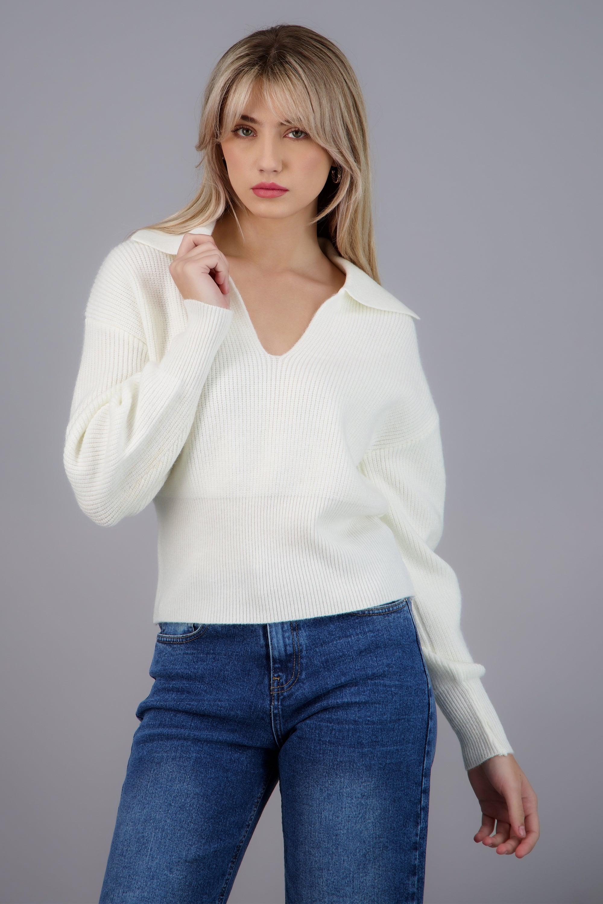 Sueter cintura ajustada BLANCO