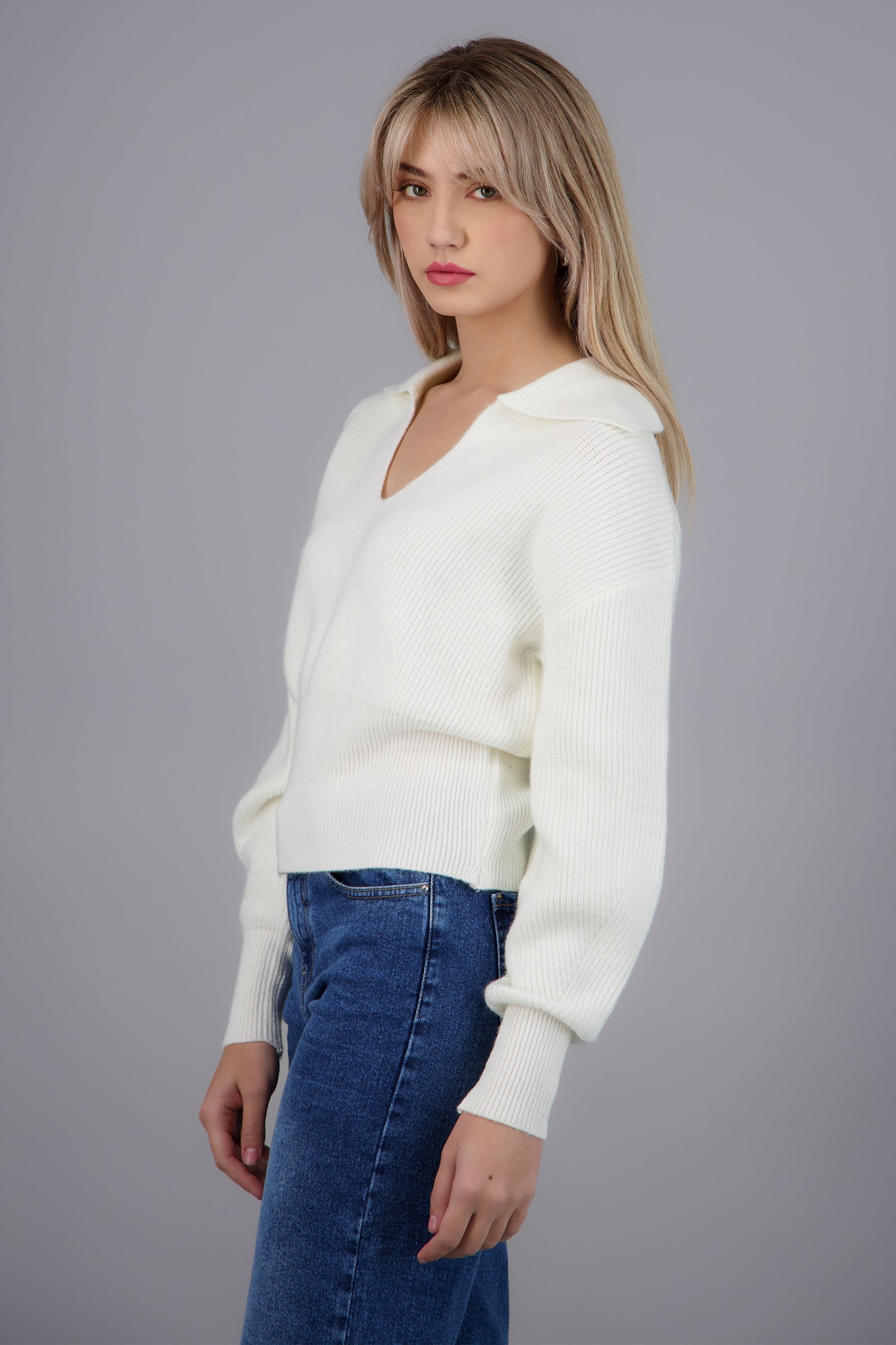 Sueter cintura ajustada BLANCO