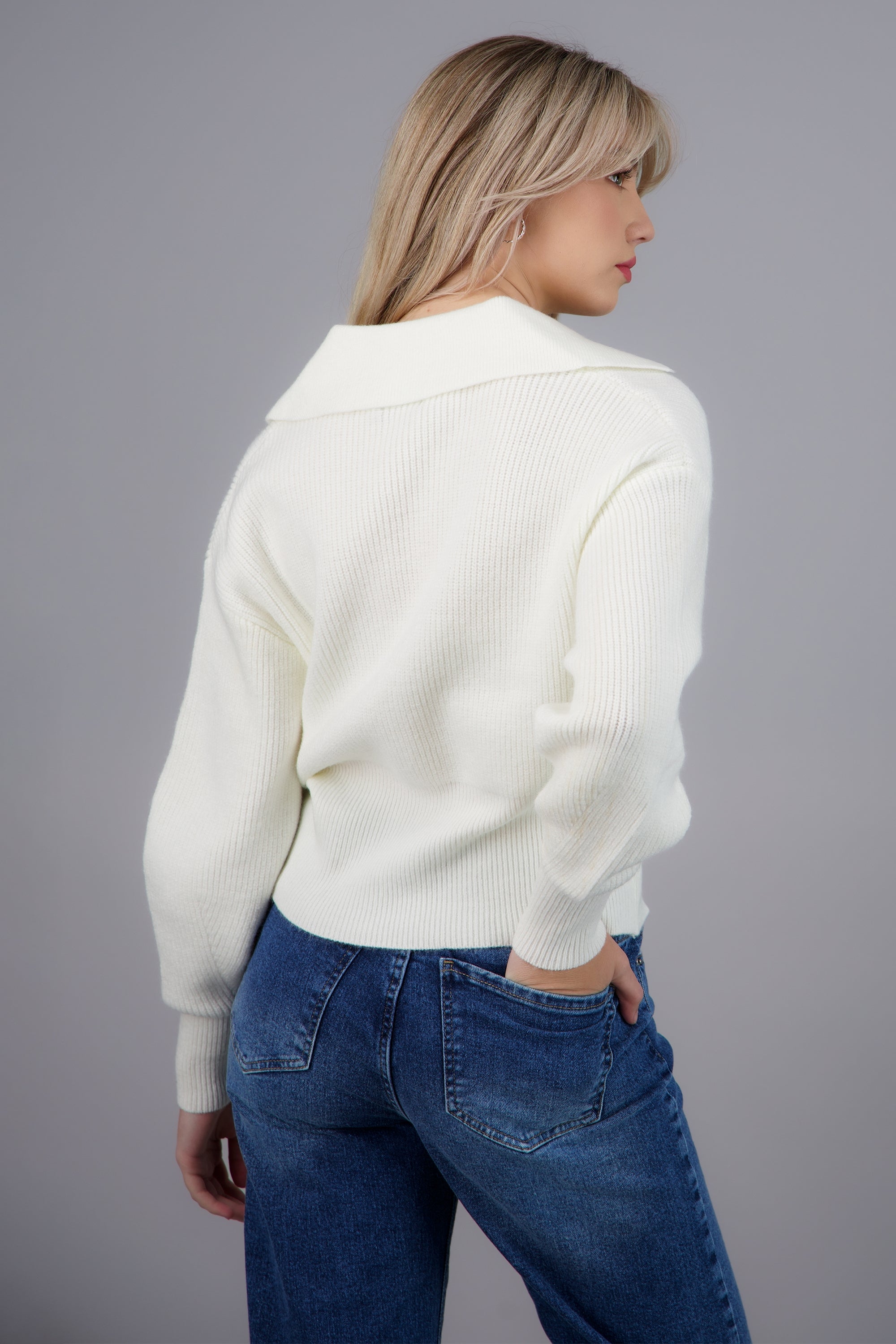 Sueter cintura ajustada BLANCO