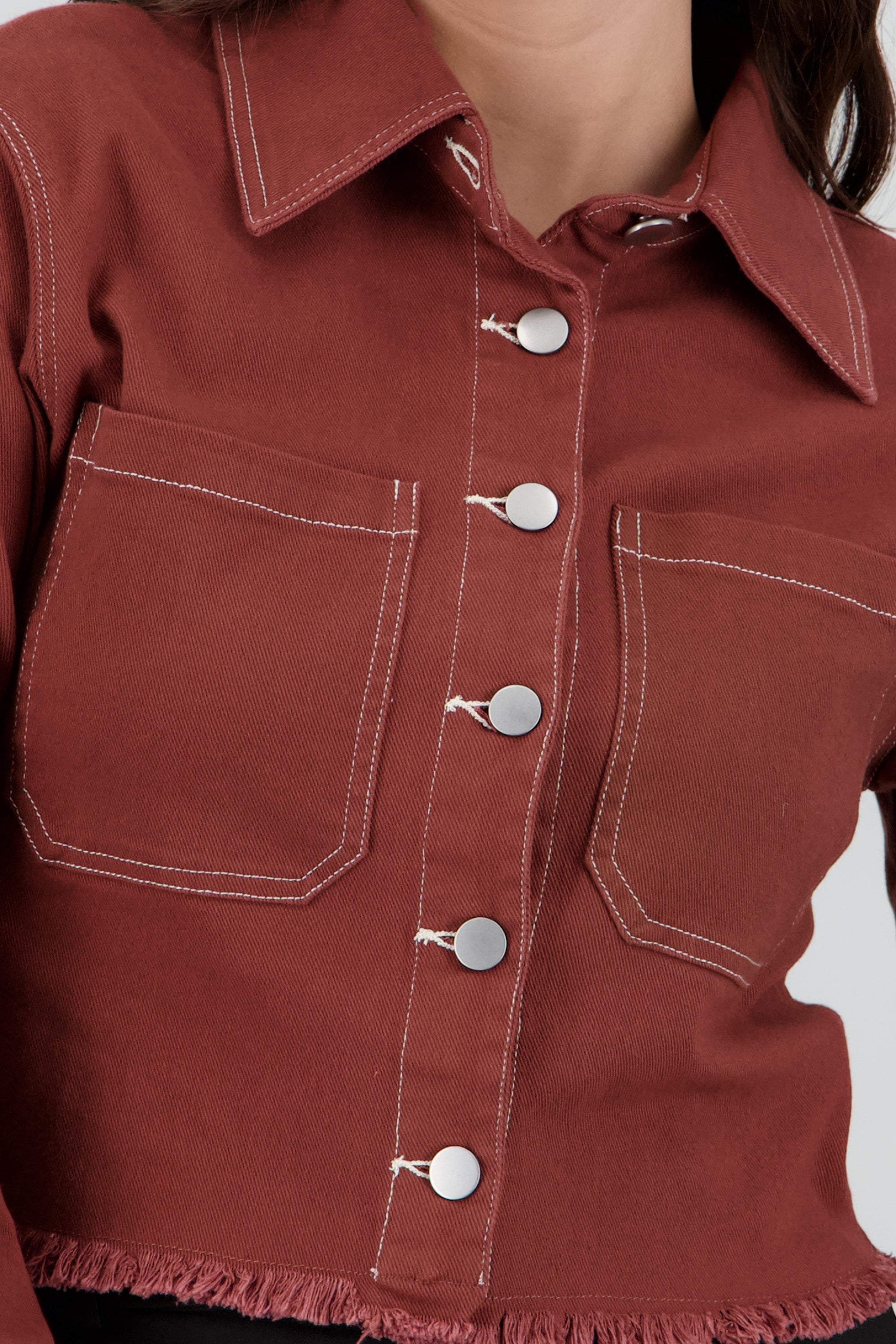 Chamarra denim bolsas CIRUELA