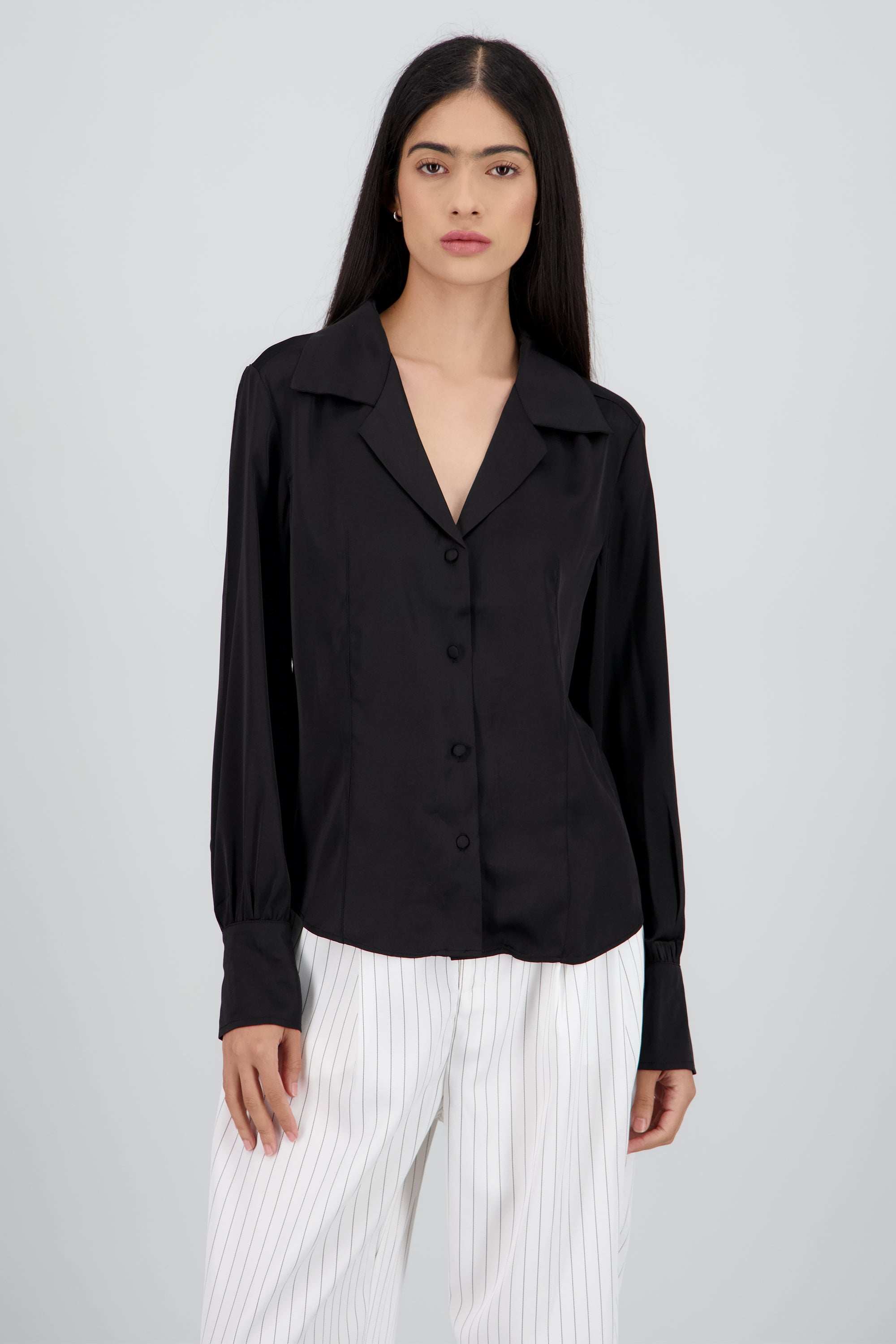 Camisa satinada NEGRO