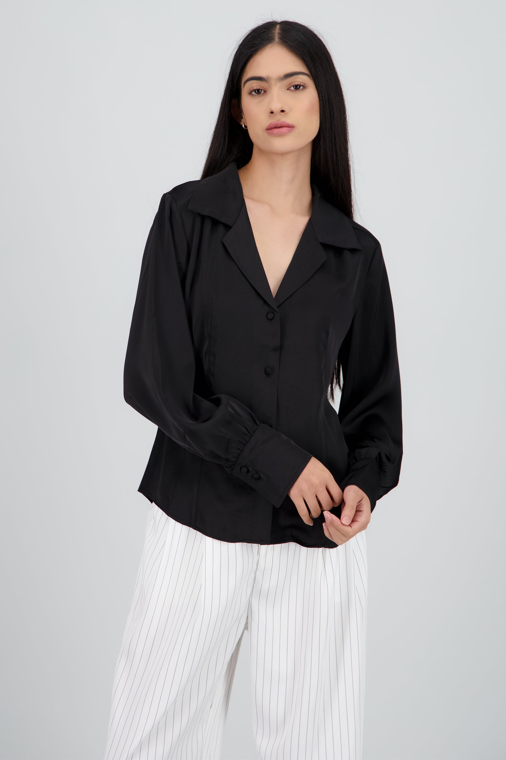 Camisa satinada NEGRO