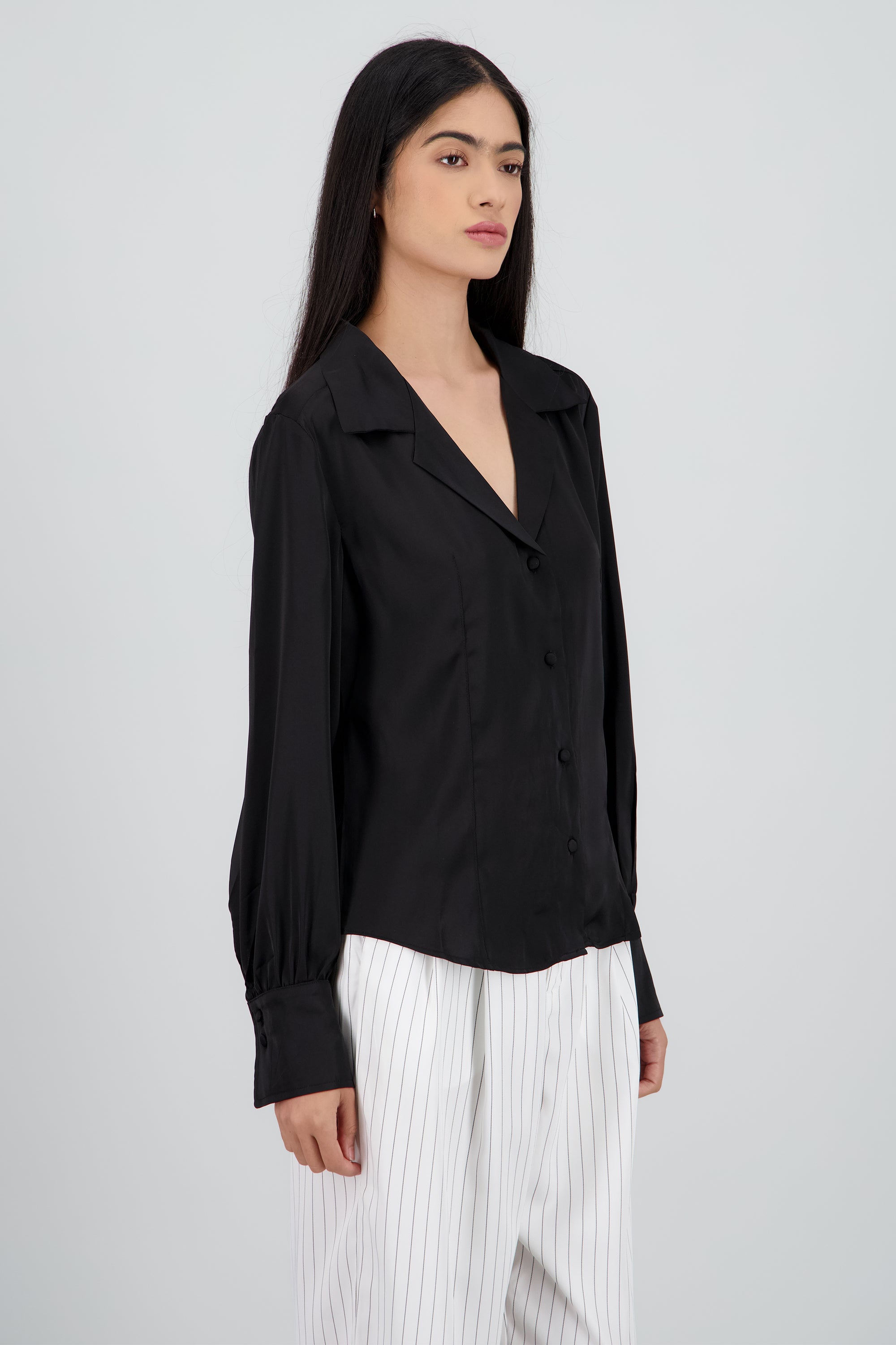 Camisa satinada NEGRO