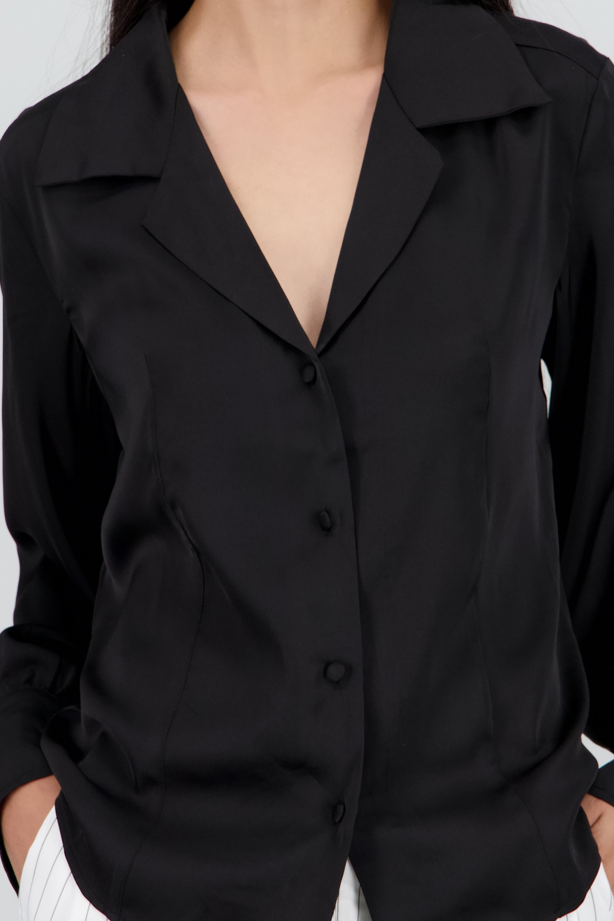 Camisa satinada NEGRO