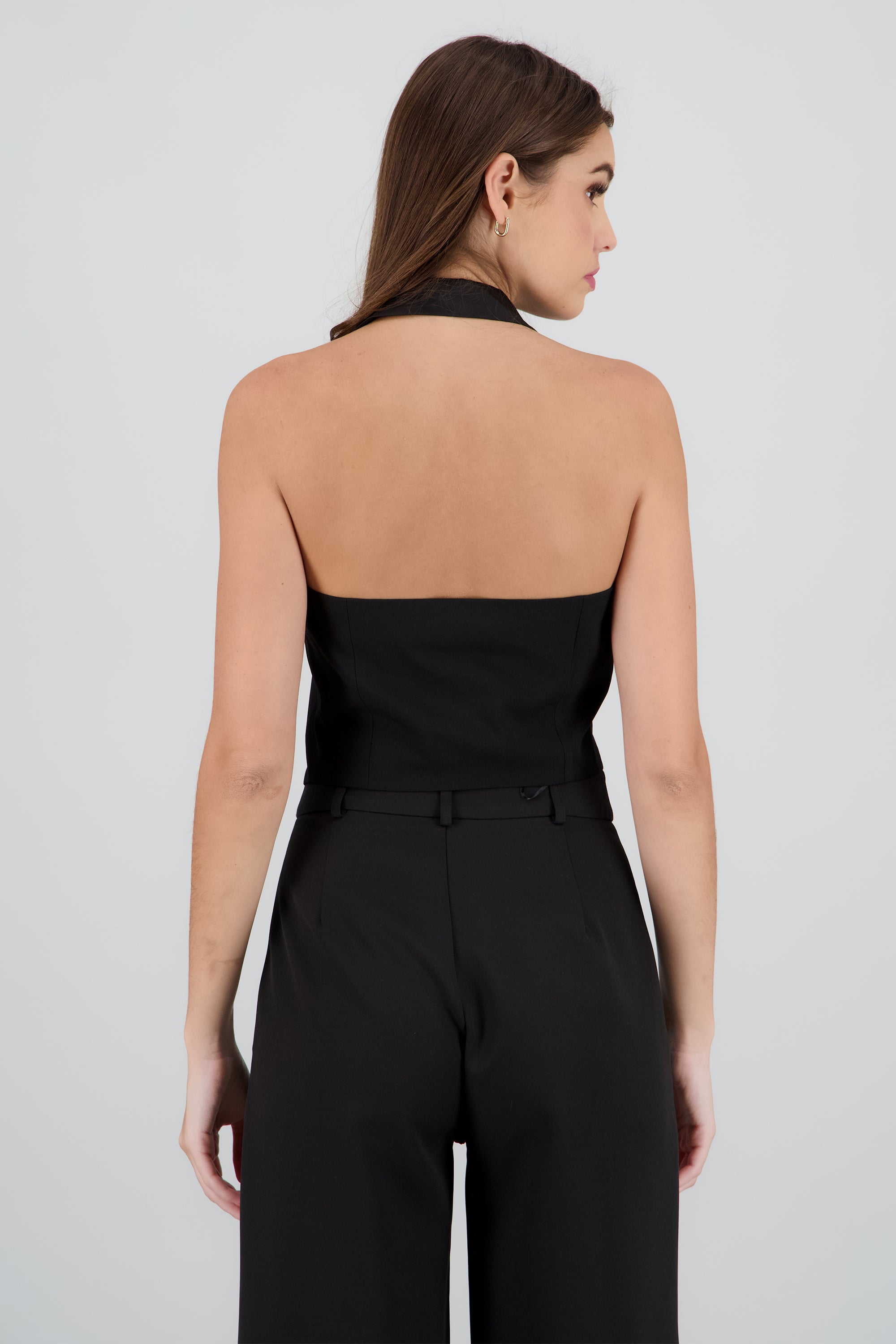 Chaleco halter detalle satin NEGRO