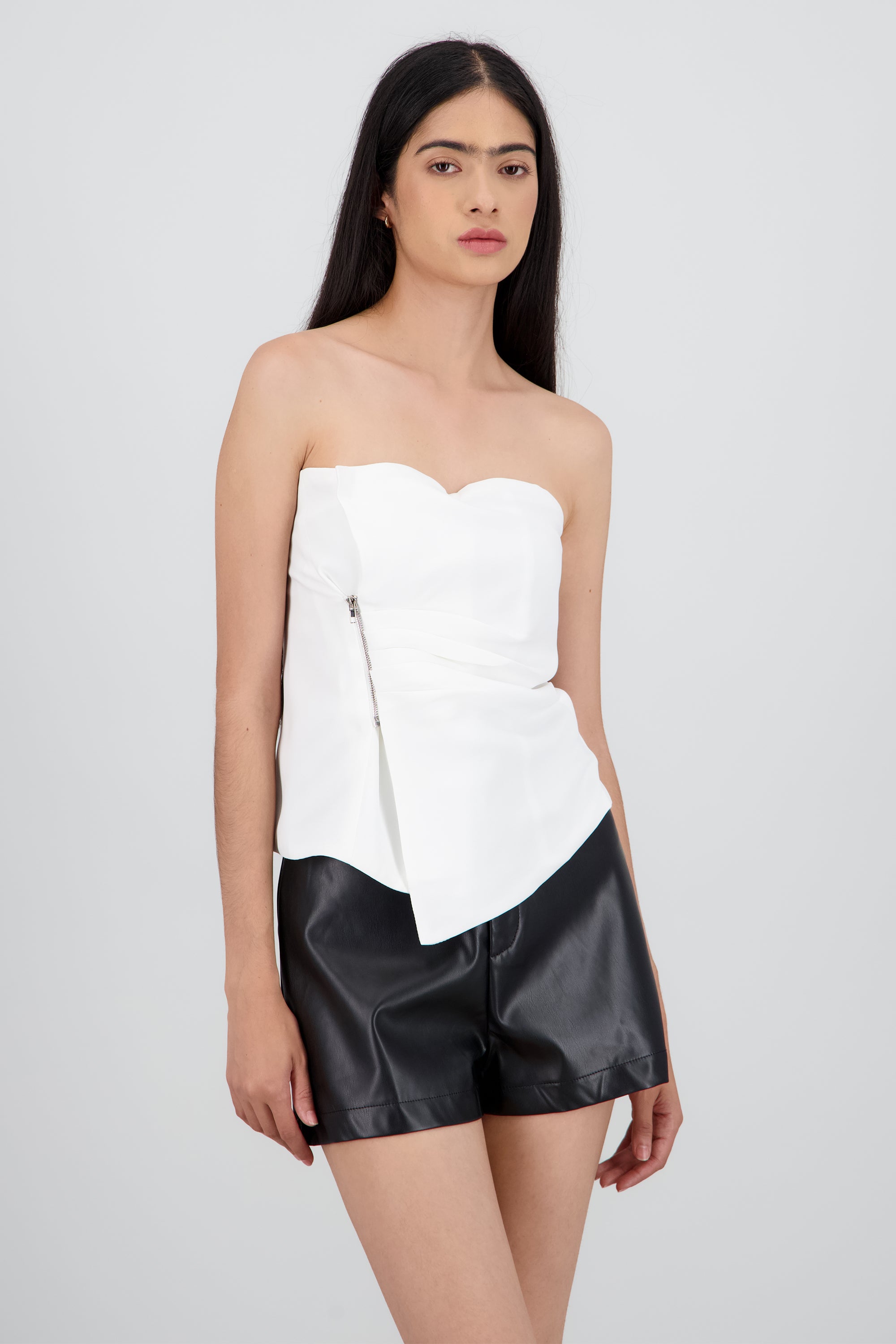 Top strapless detalle costado BLANCO