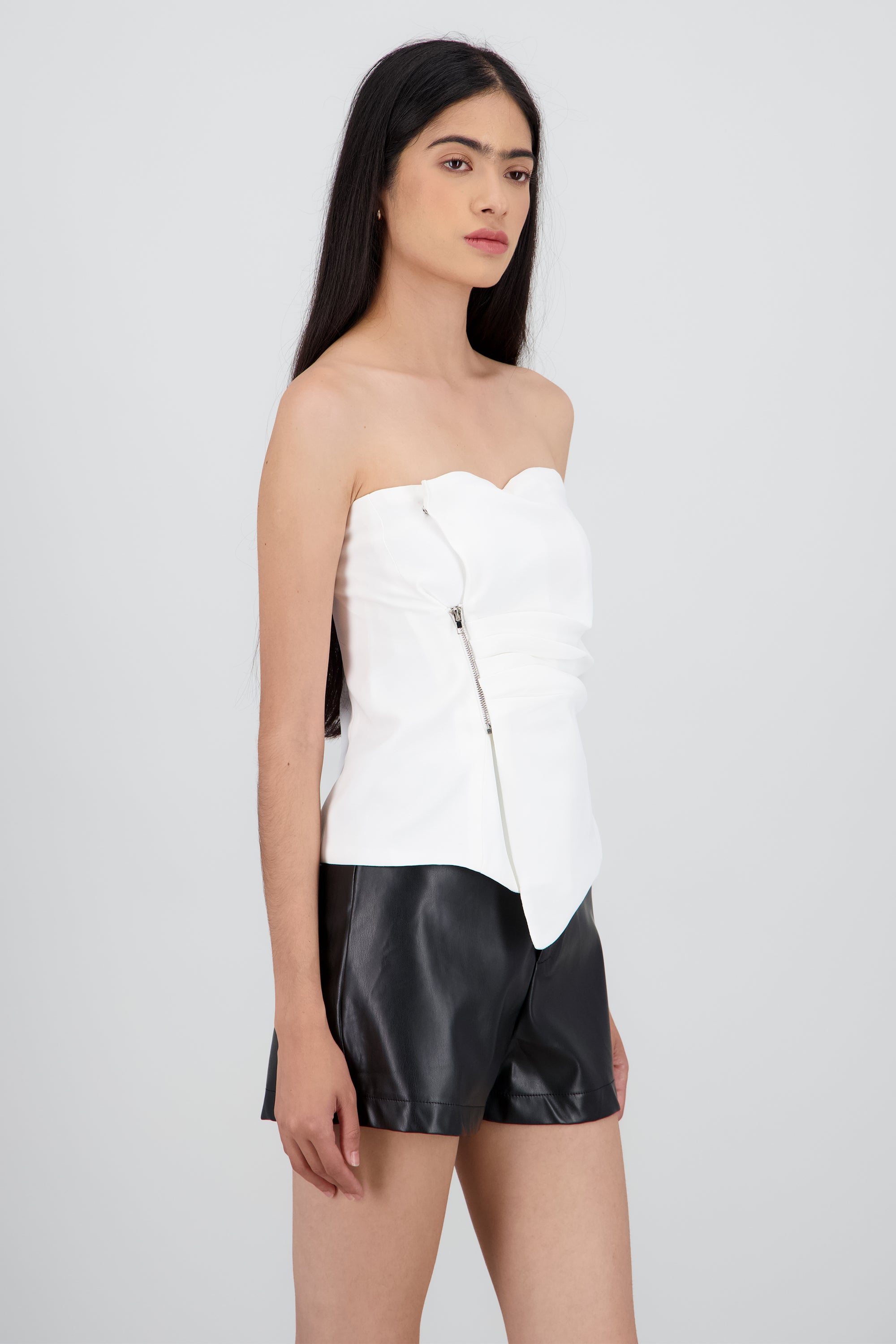 Top strapless detalle costado BLANCO