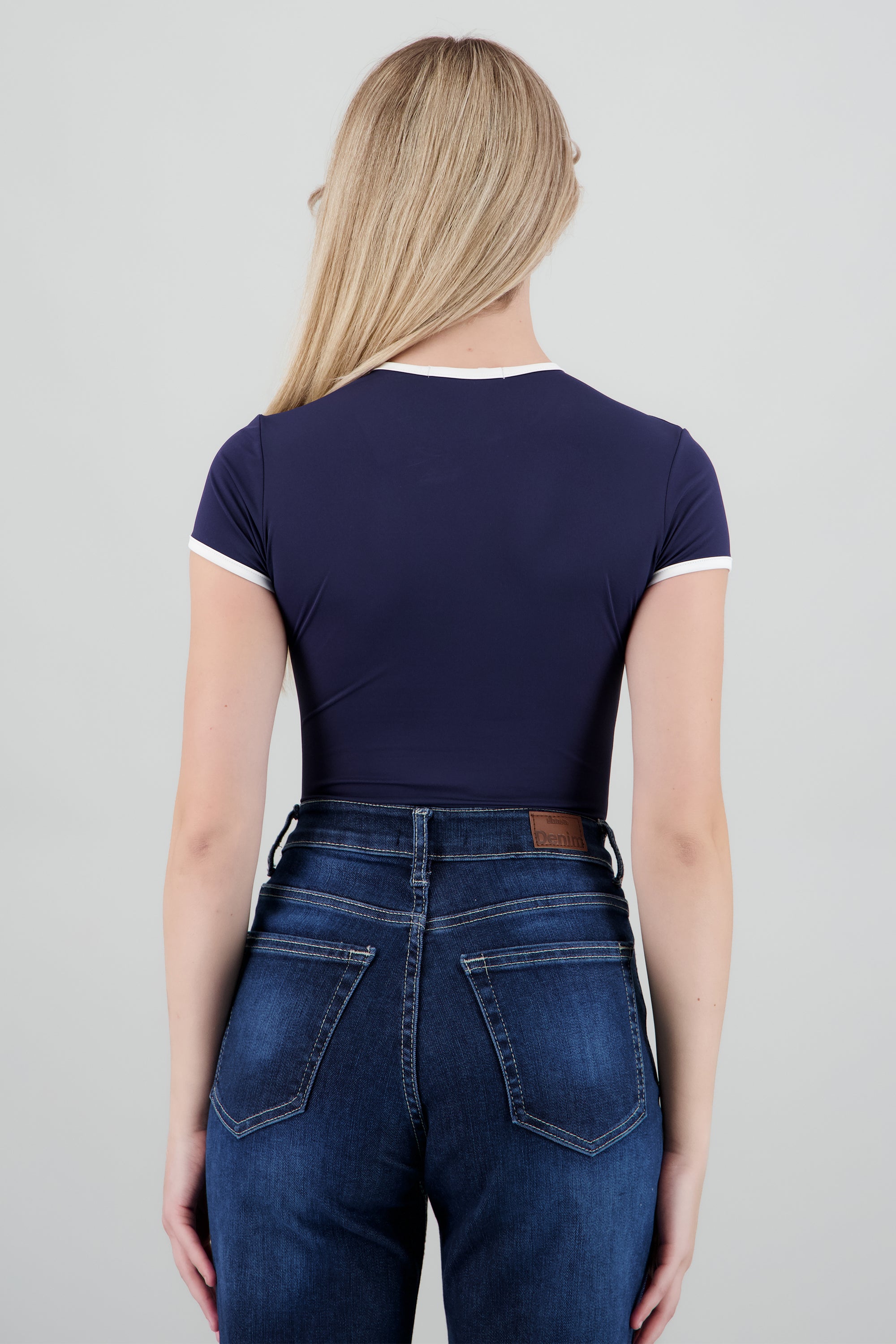 Body escote redondo contraste MARINO