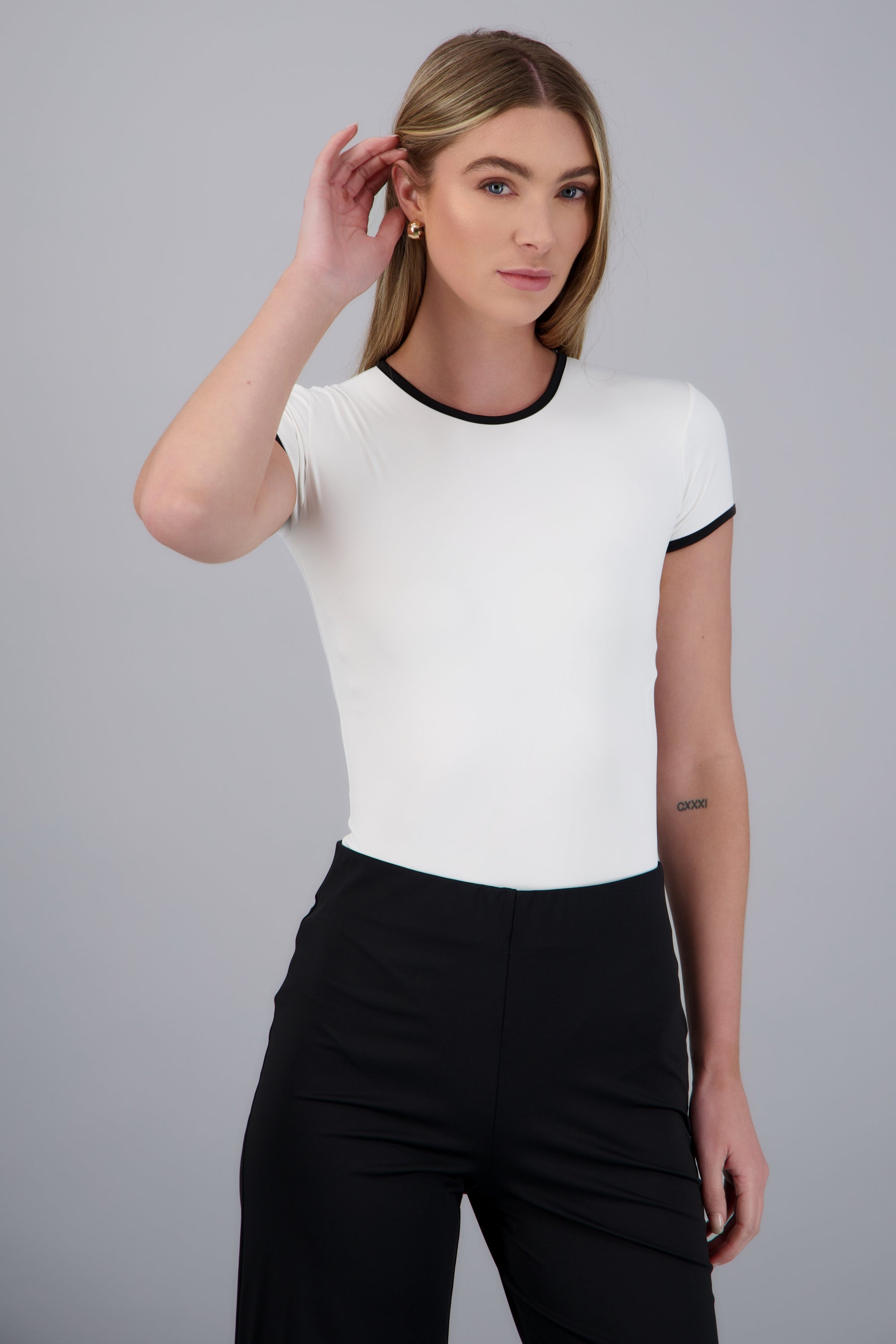 Body escote redondo contraste BLANCO