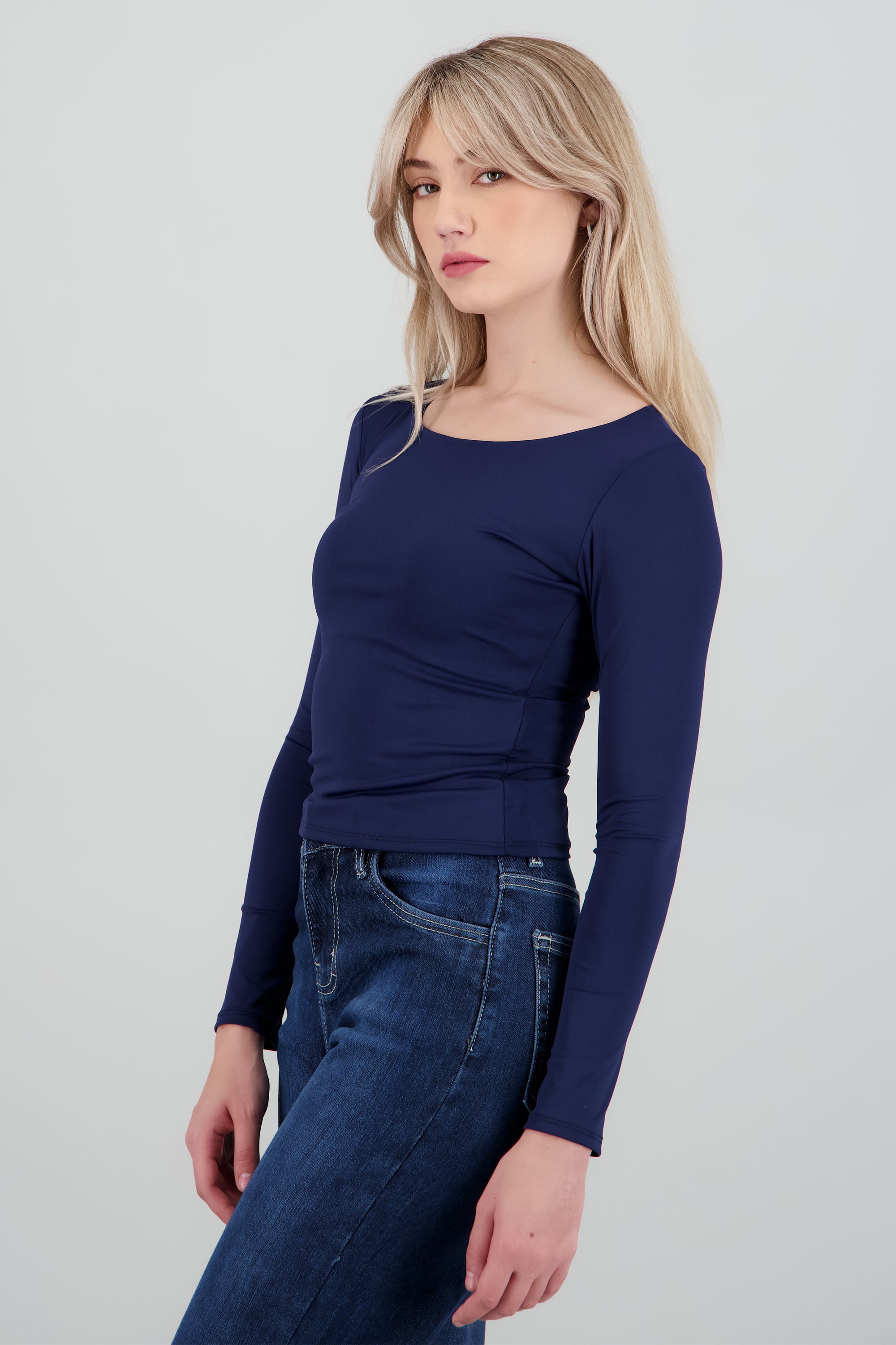 Top escote redondo manga larga MARINO
