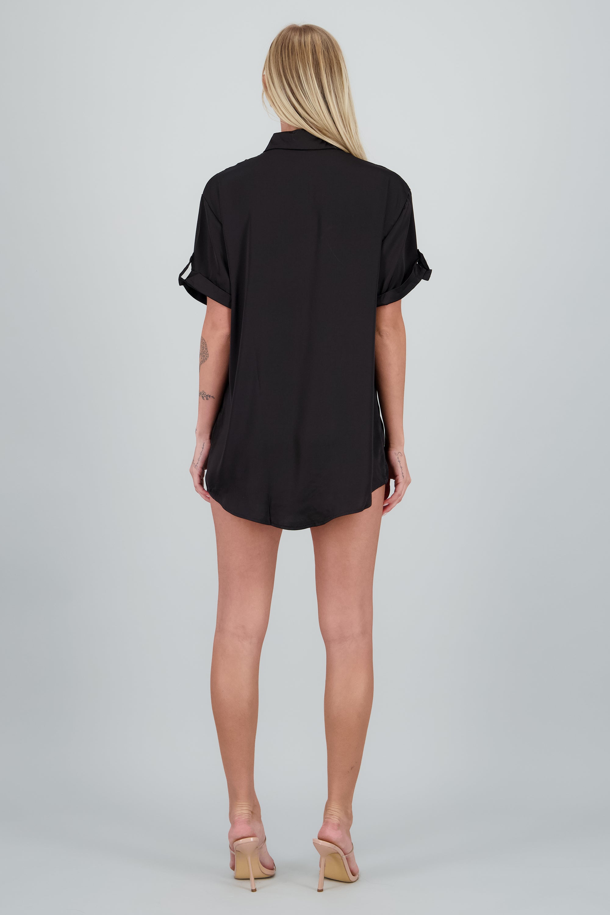 Vestido camisa satin NEGRO