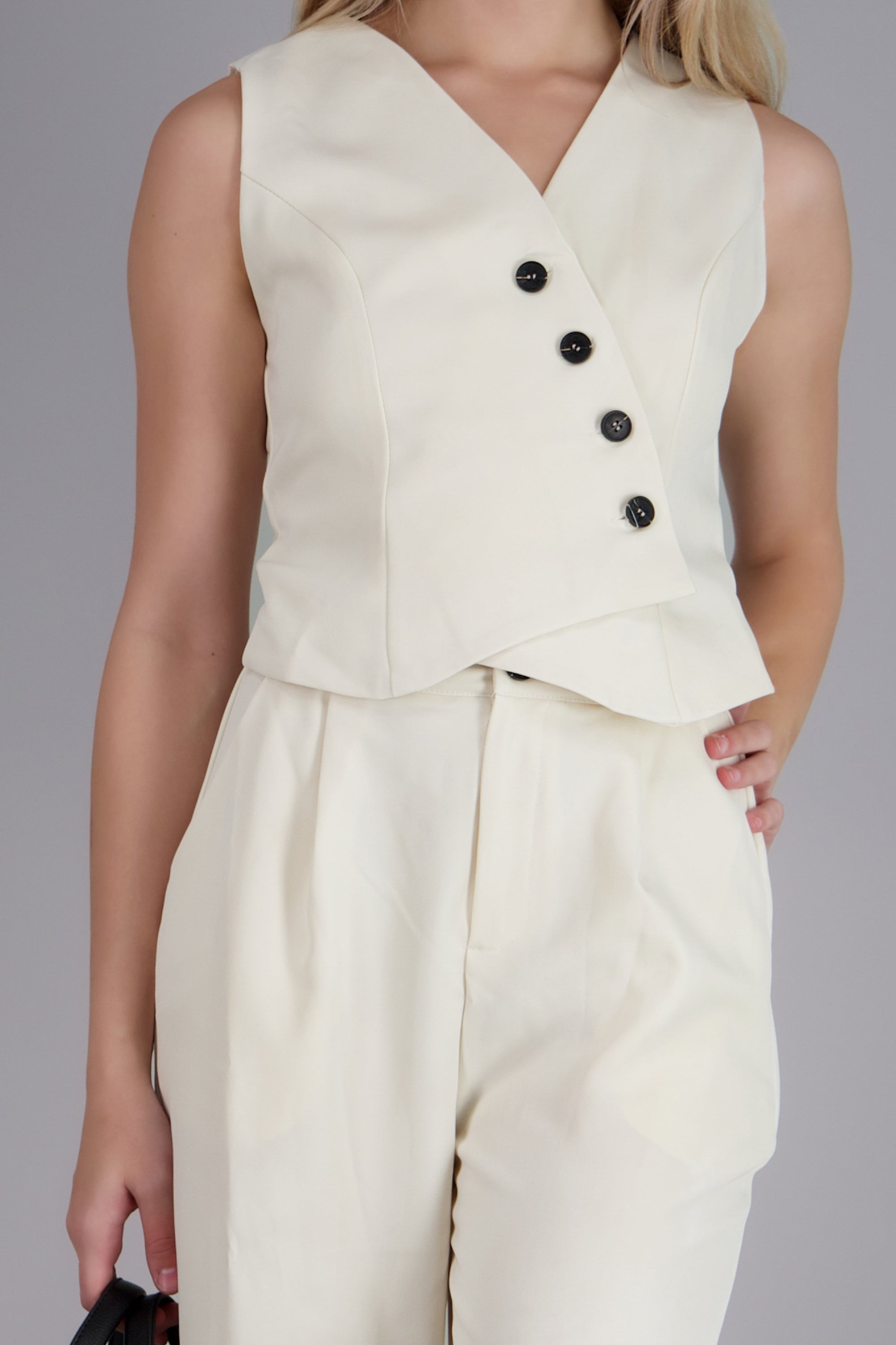 Jumpsuit ancho chaleco BLANCO