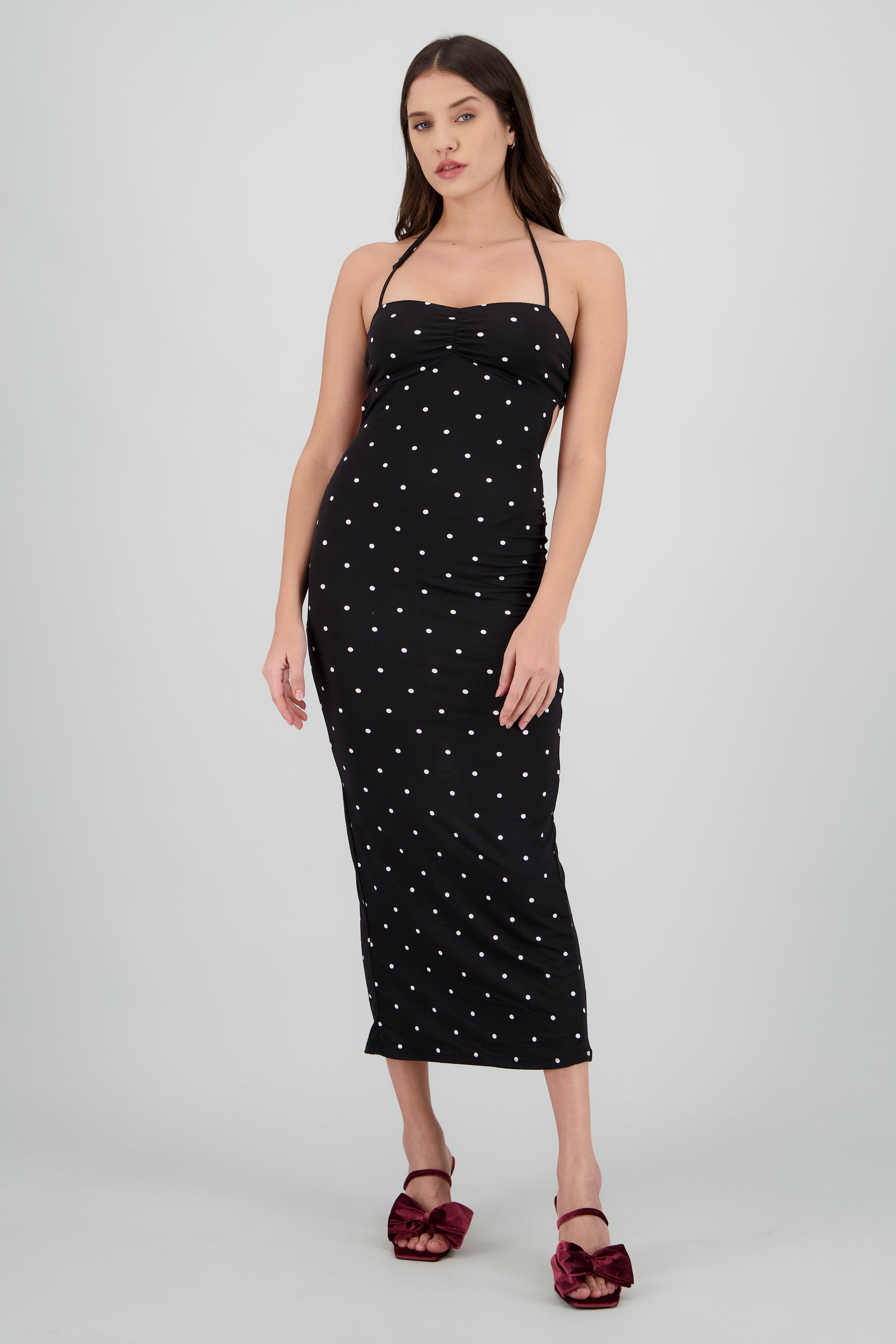 Vestido maxi polka dots NEGRO COMBO