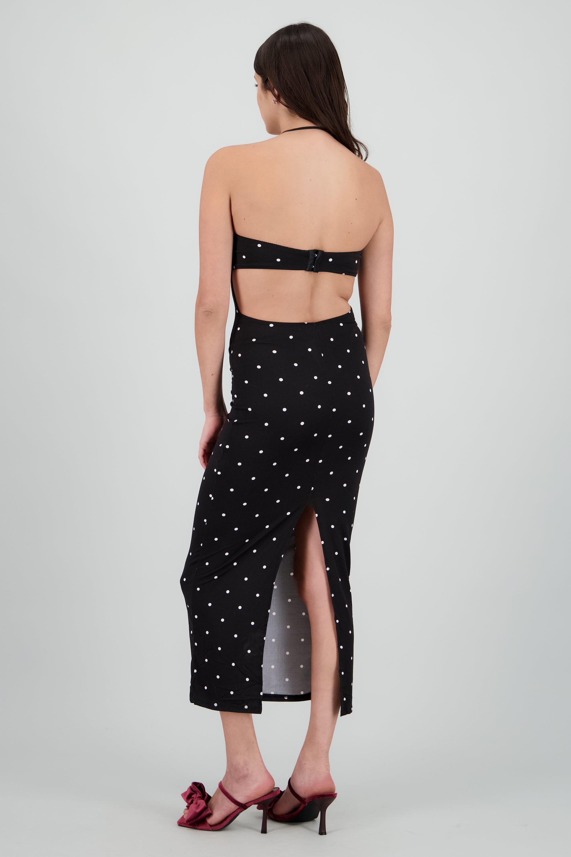 Vestido maxi polka dots NEGRO COMBO