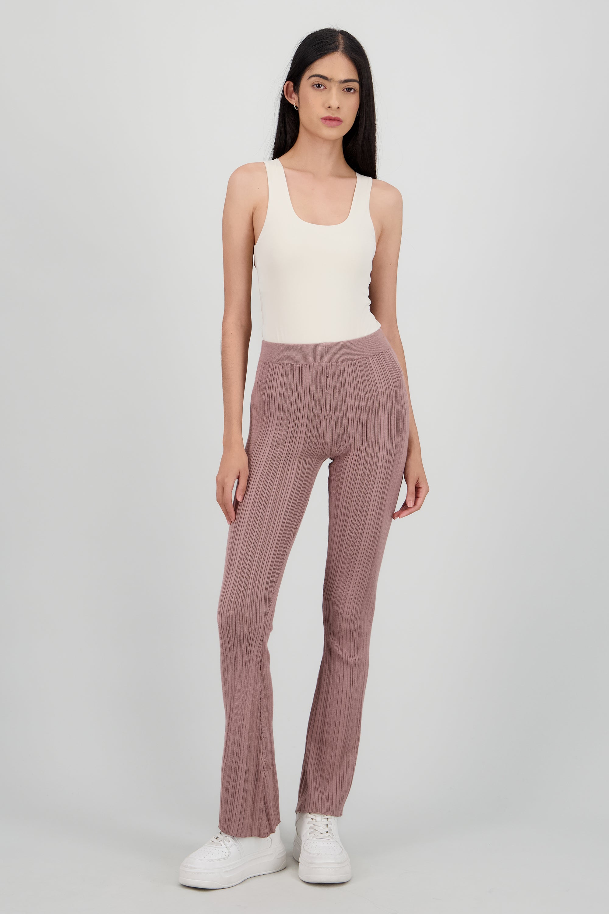 Pantalon rib flare TAUPE