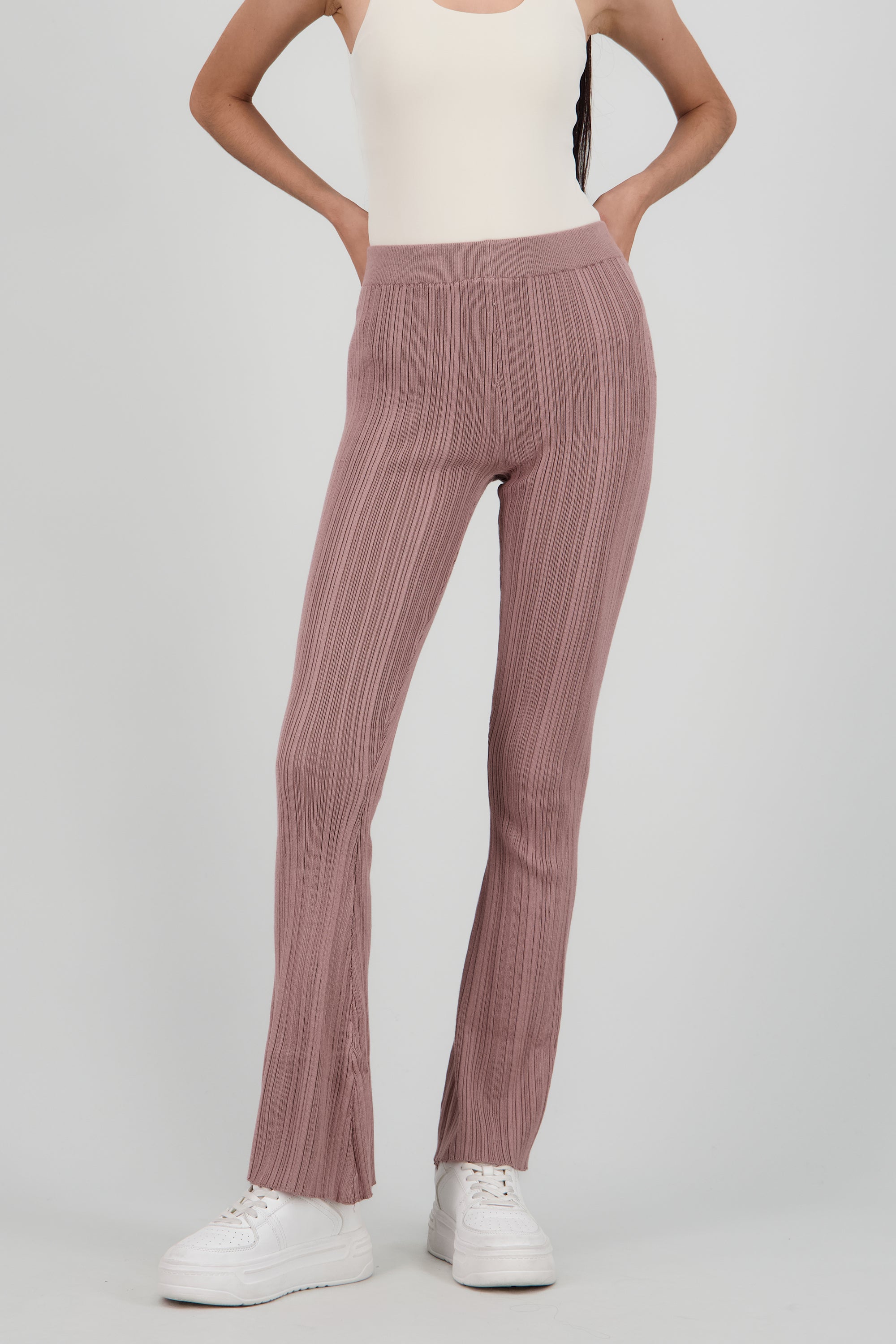 Pantalon rib flare TAUPE
