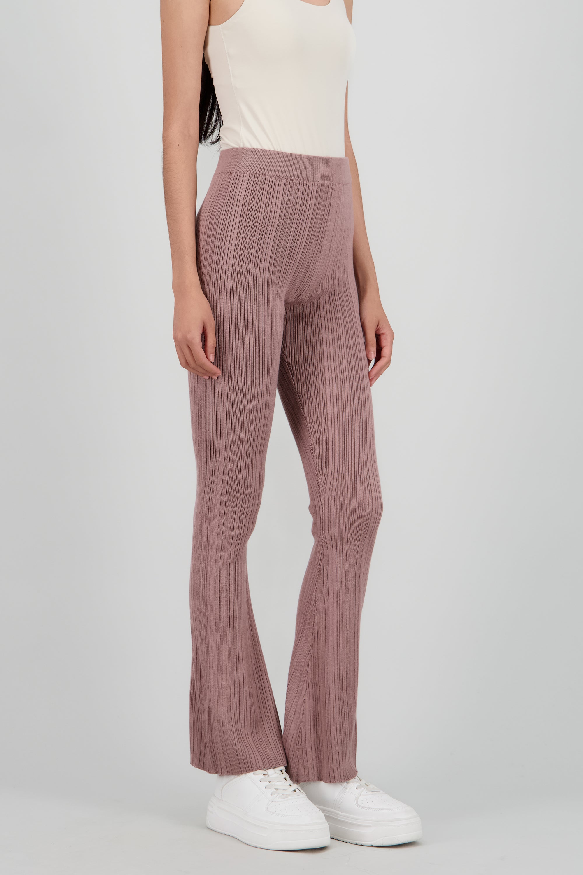 Pantalon rib flare TAUPE