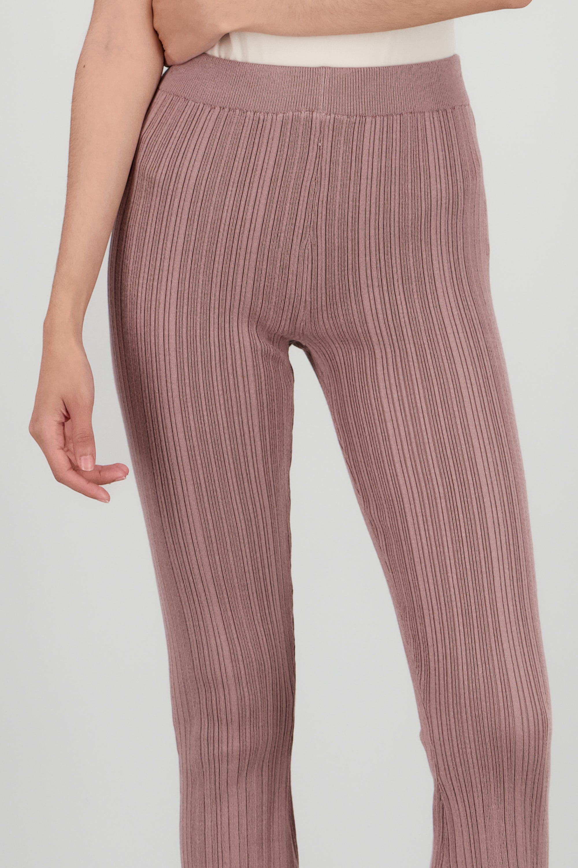 Pantalon rib flare TAUPE