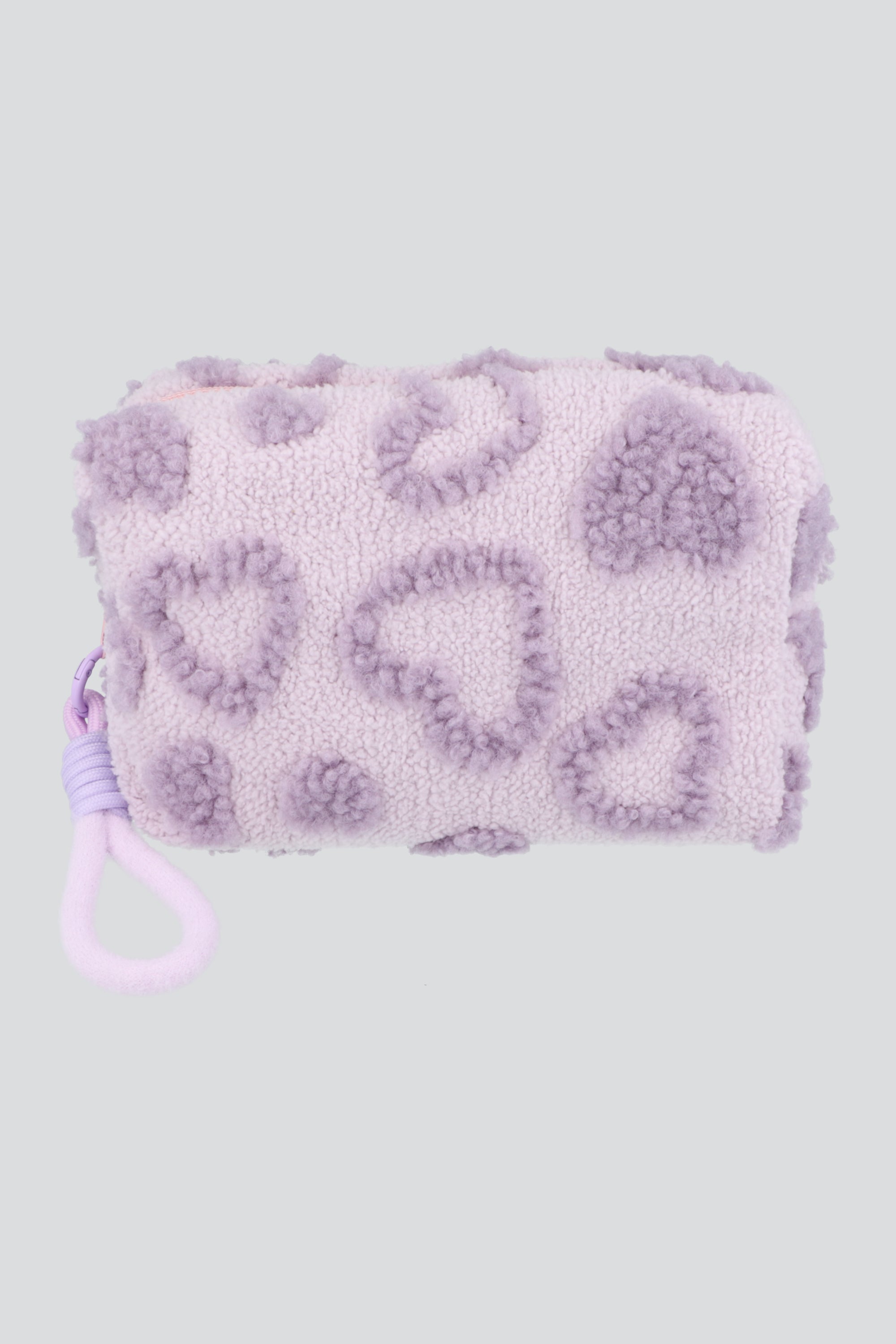 Cosmetiquera corazones peluche MORADO