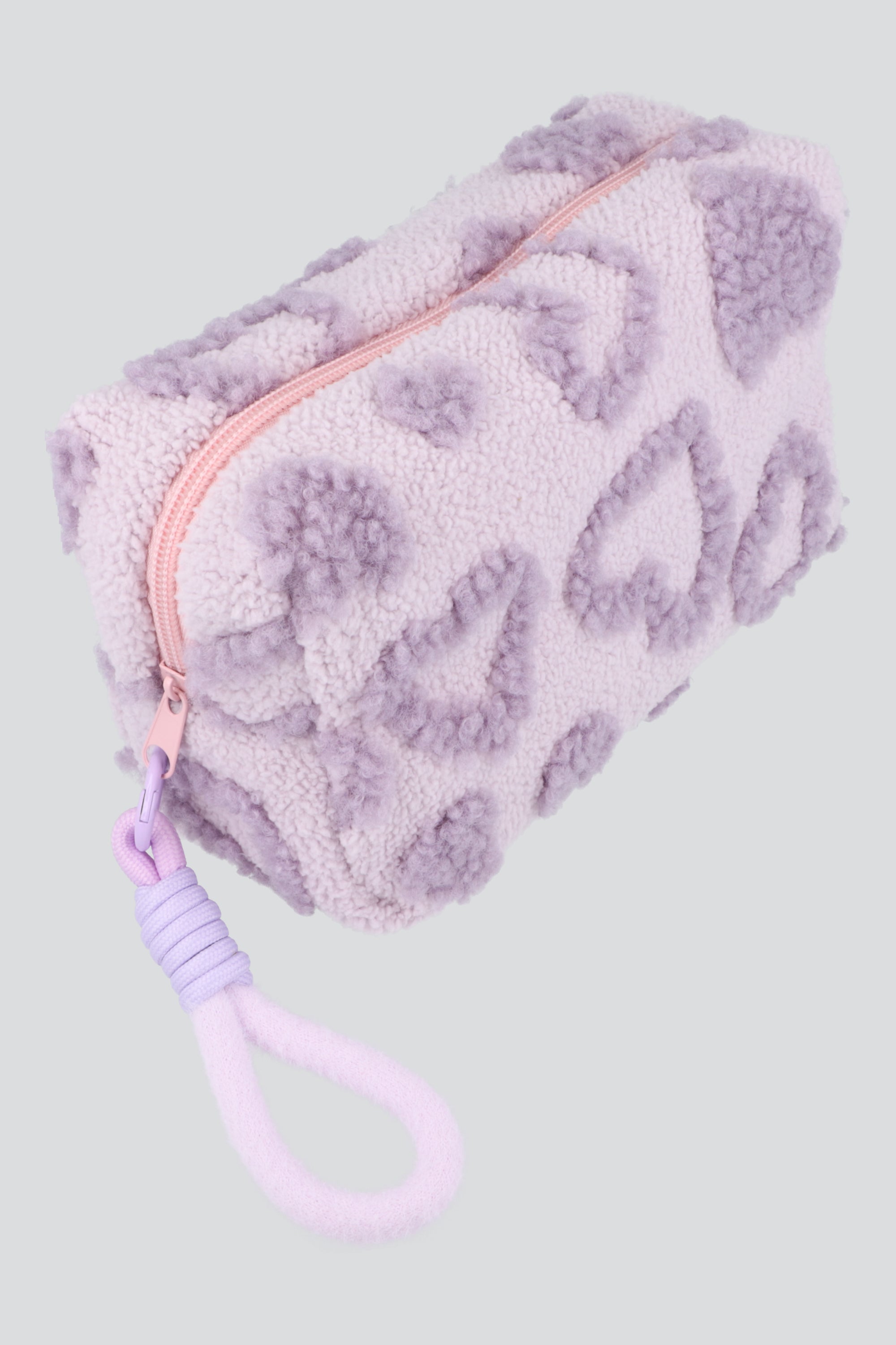 Cosmetiquera corazones peluche MORADO