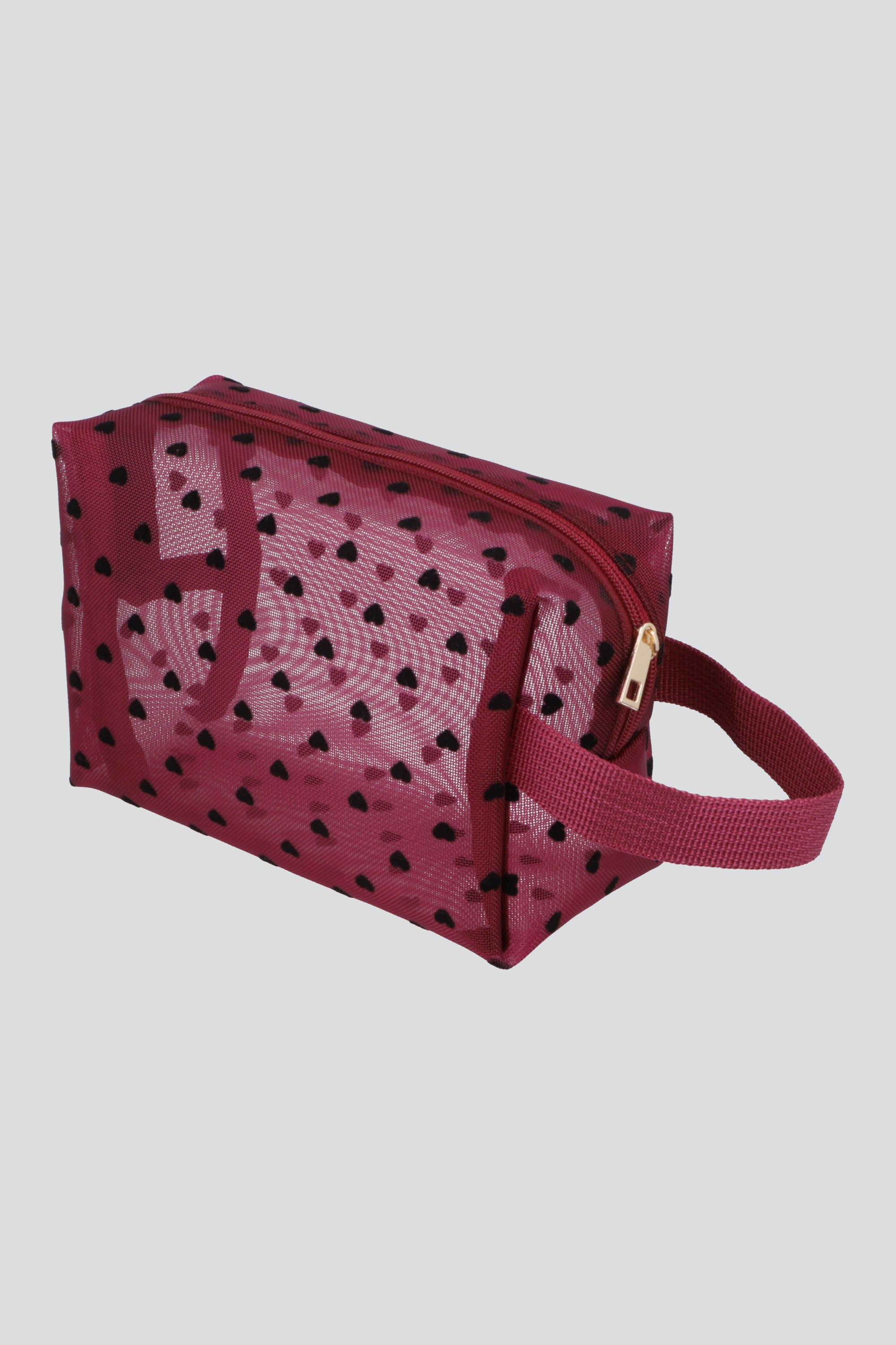 Cosmetiquera corazones velvet VINO