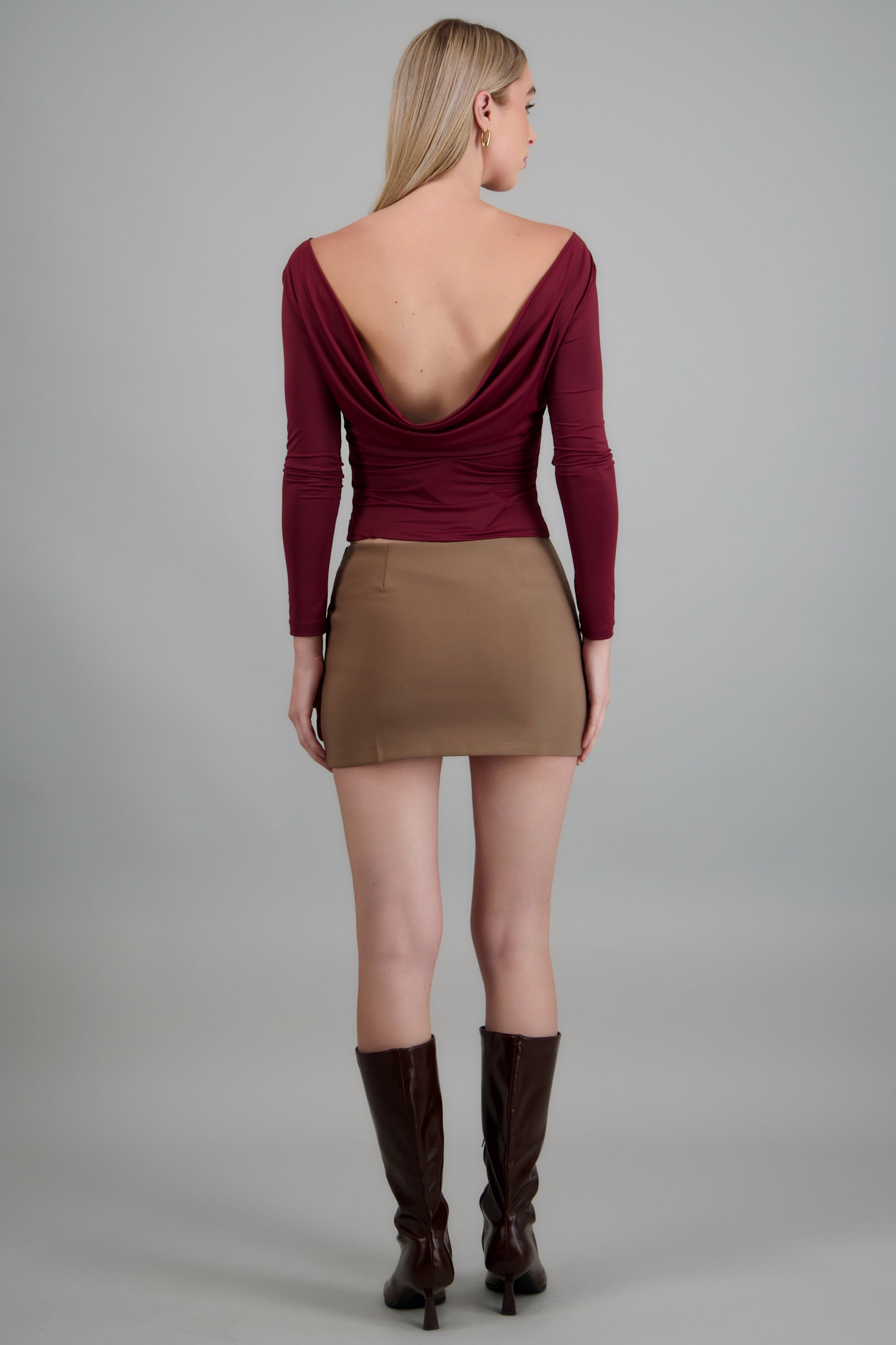 Falda mini lisa TAUPE