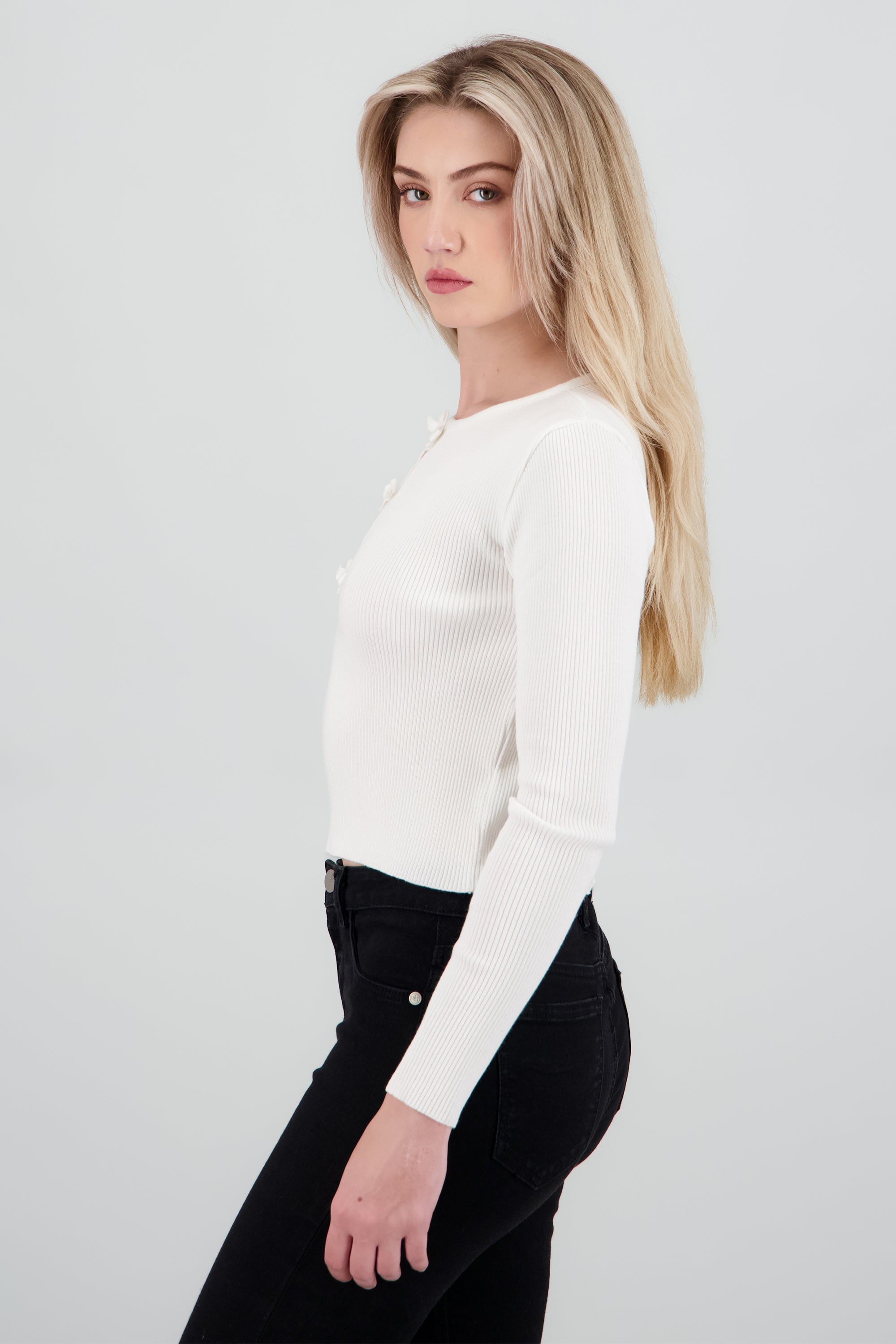 Top tejido detalle moños BLANCO