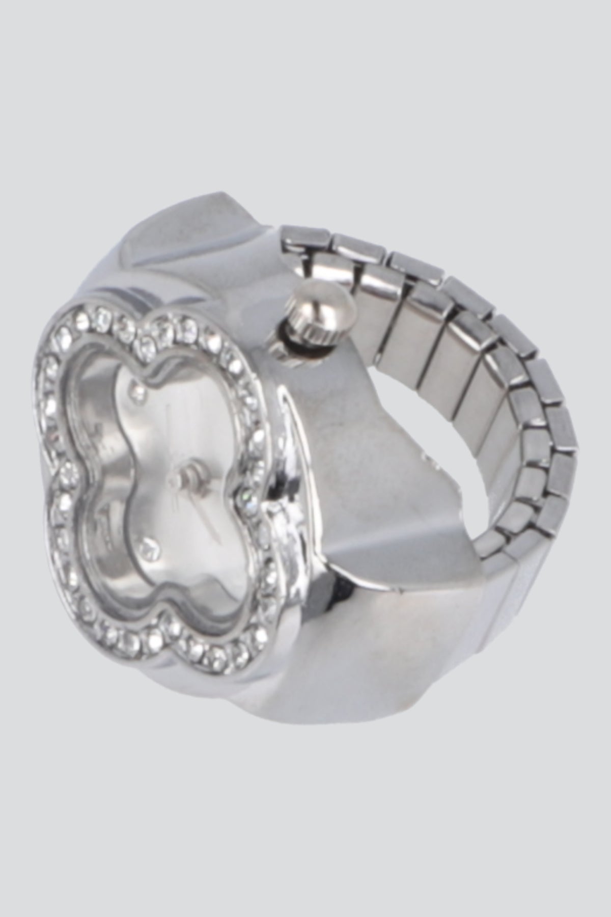 ANILLO RELOJ FLOR PLATA