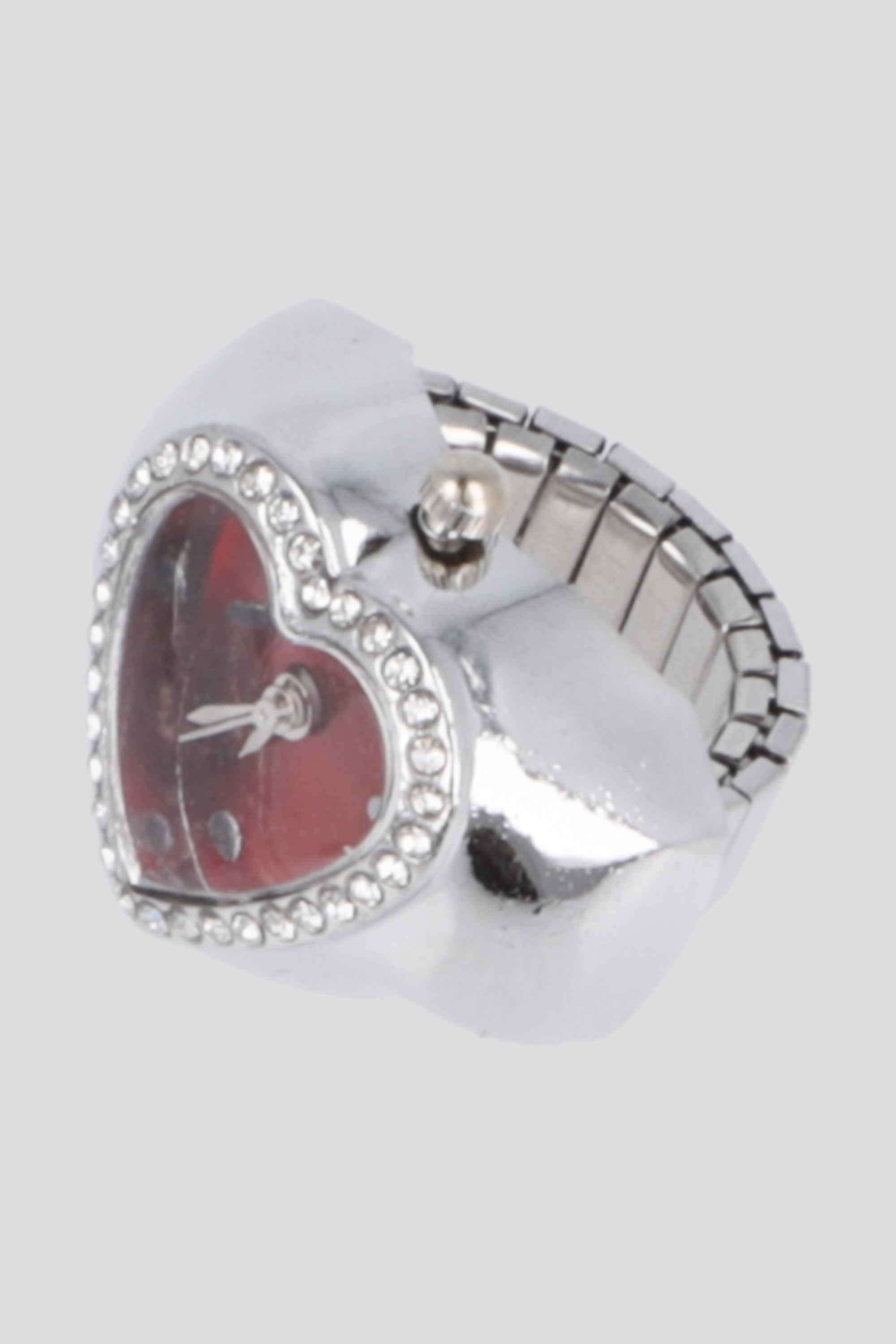 ANILLO RELOJ CORAZON ORILLA ROJO