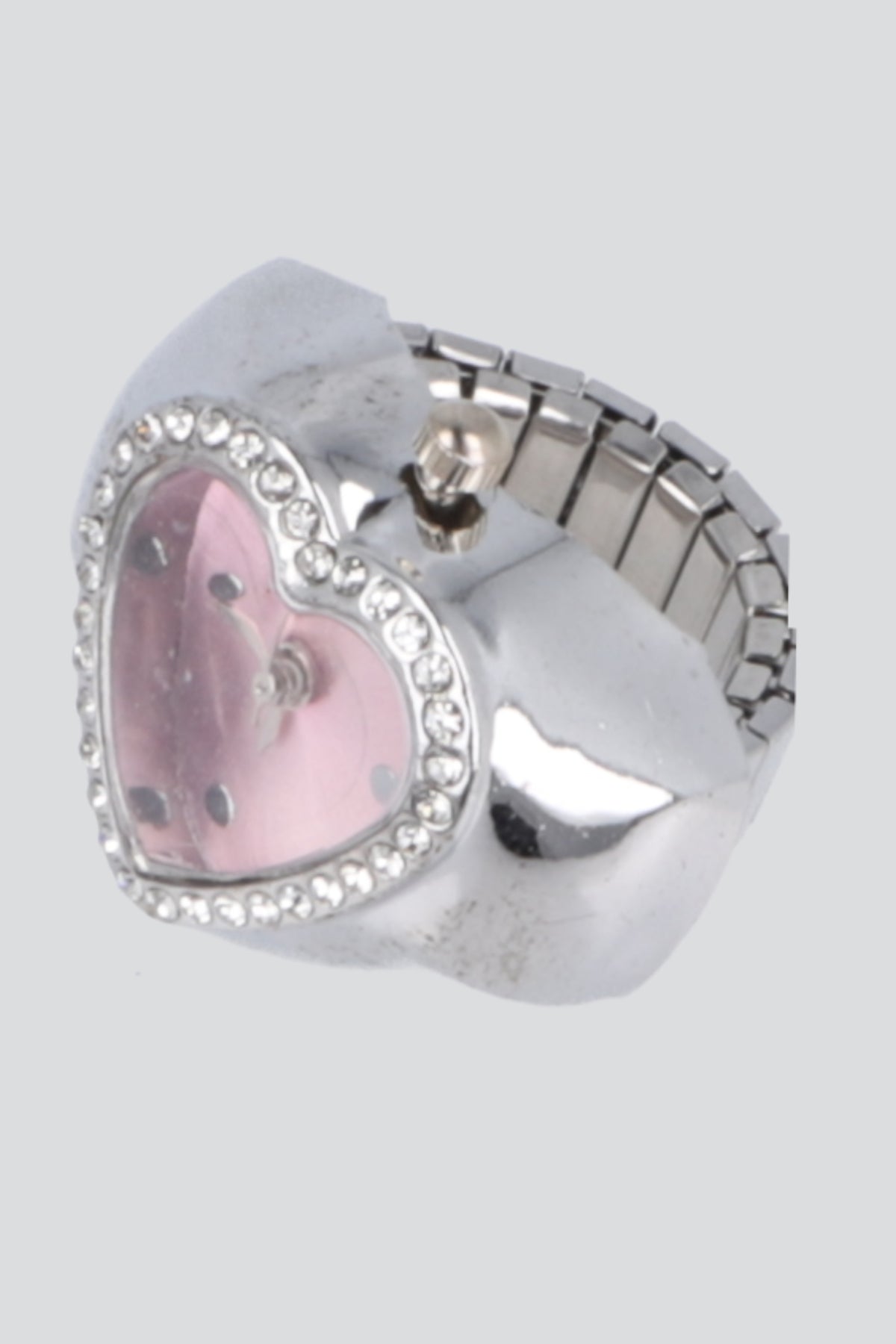ANILLO RELOJ CORAZON ORILLA ROSA
