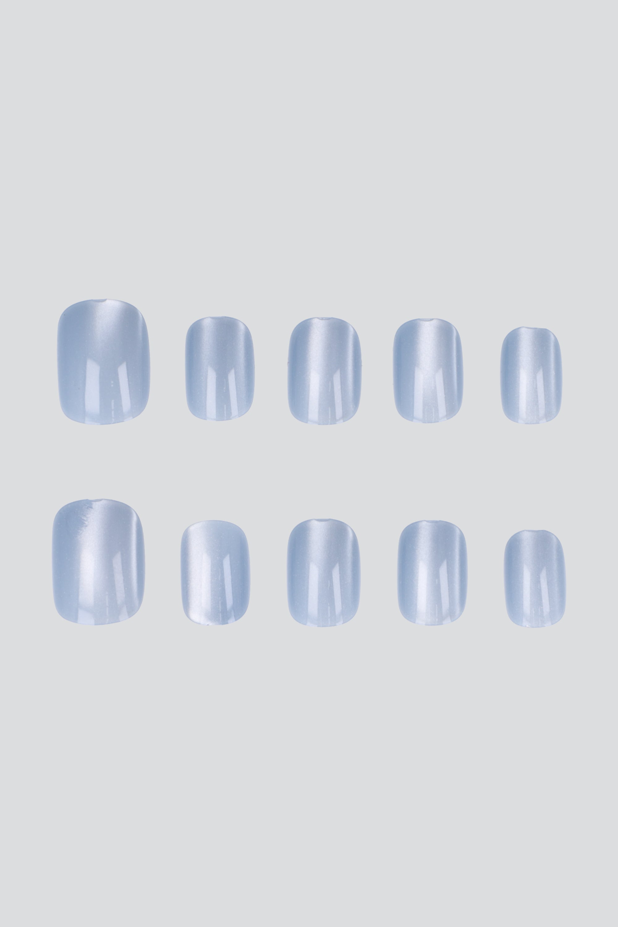 Uñas ojo de gato color cuadradas AZUL CIELO