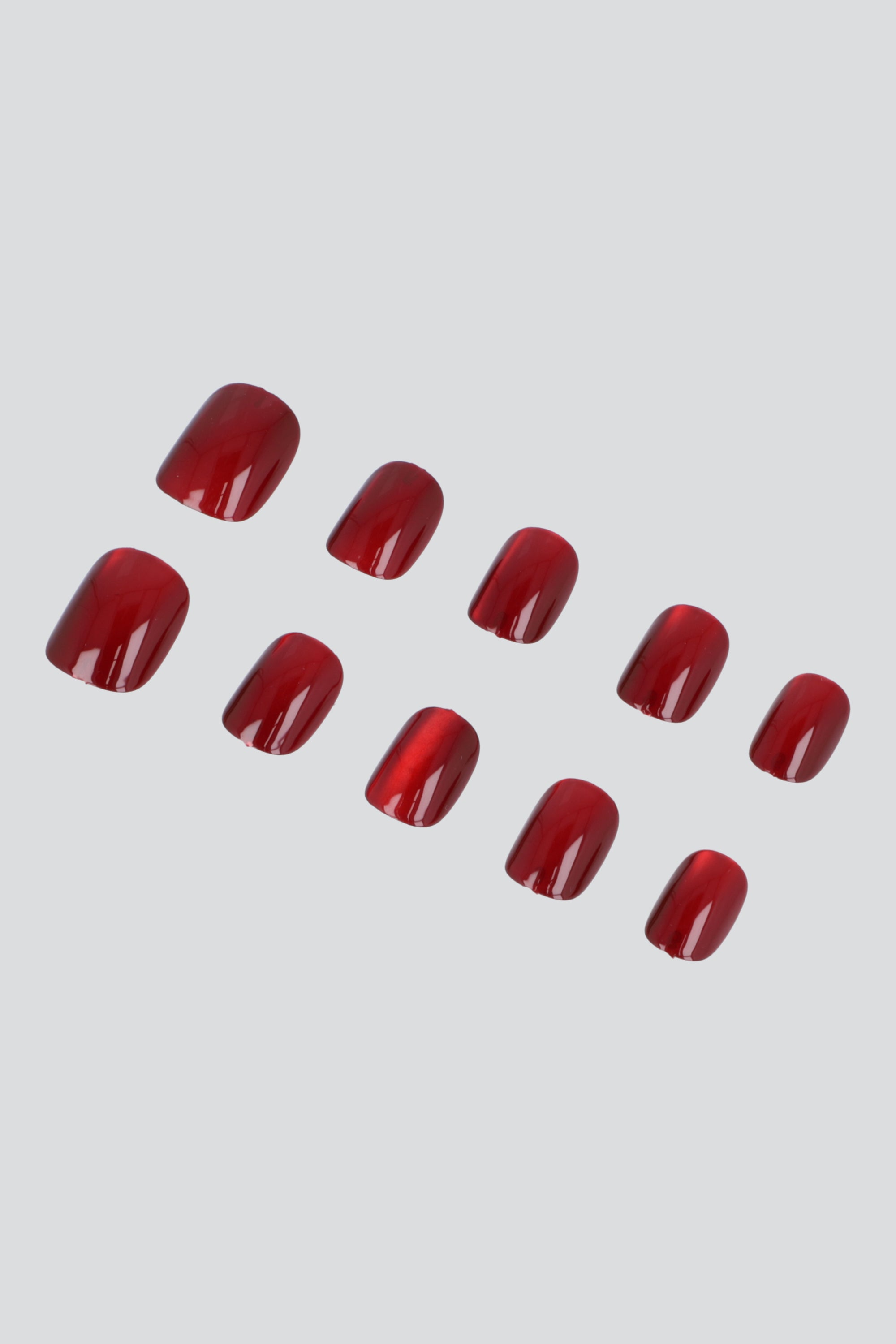 Uñas ojo de gato color cuadradas ROJO QUEMADO