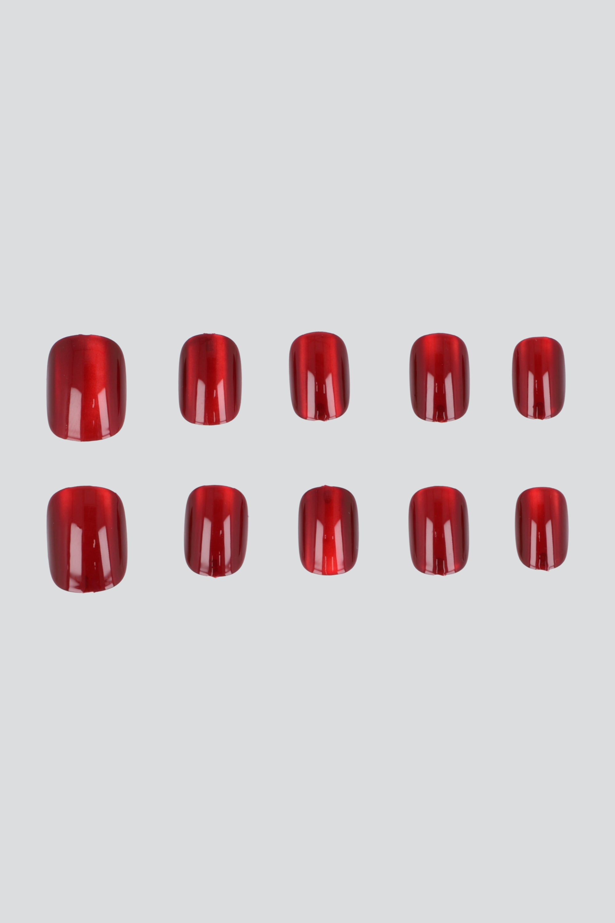 Uñas ojo de gato color cuadradas ROJO QUEMADO