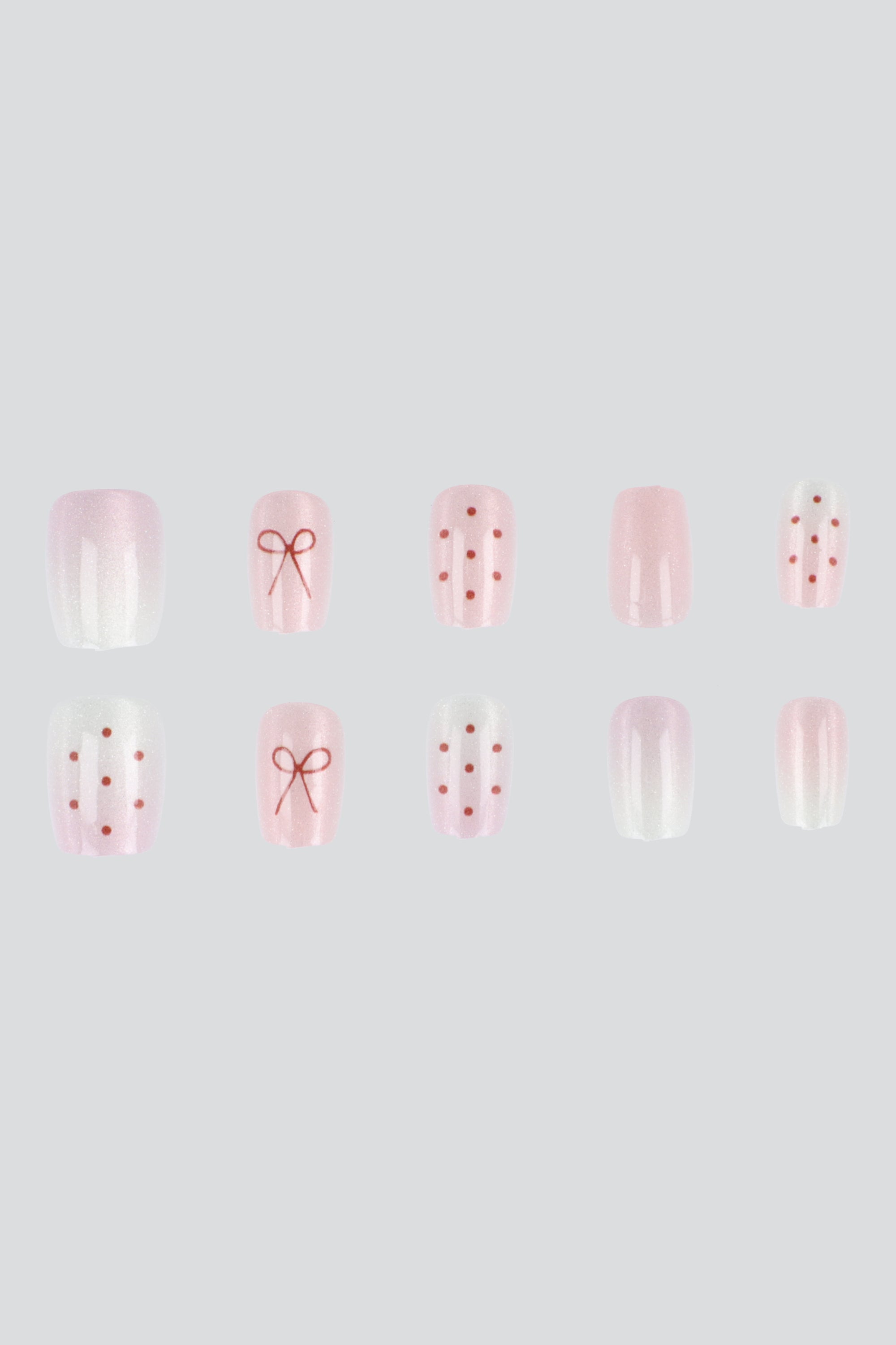 Set 10 uñas lunares moño ojo de gato ROSA