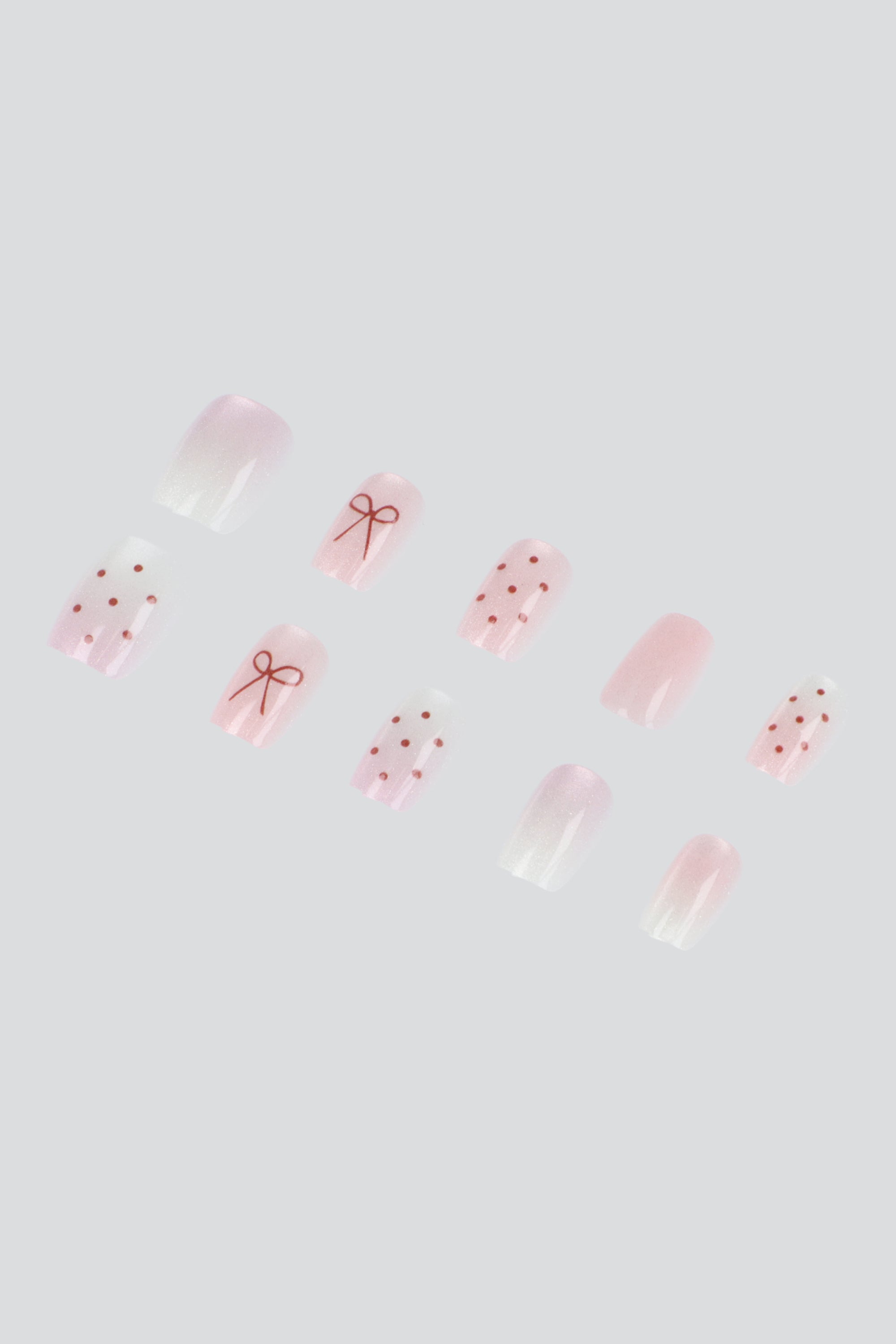 Set 10 uñas lunares moño ojo de gato ROSA