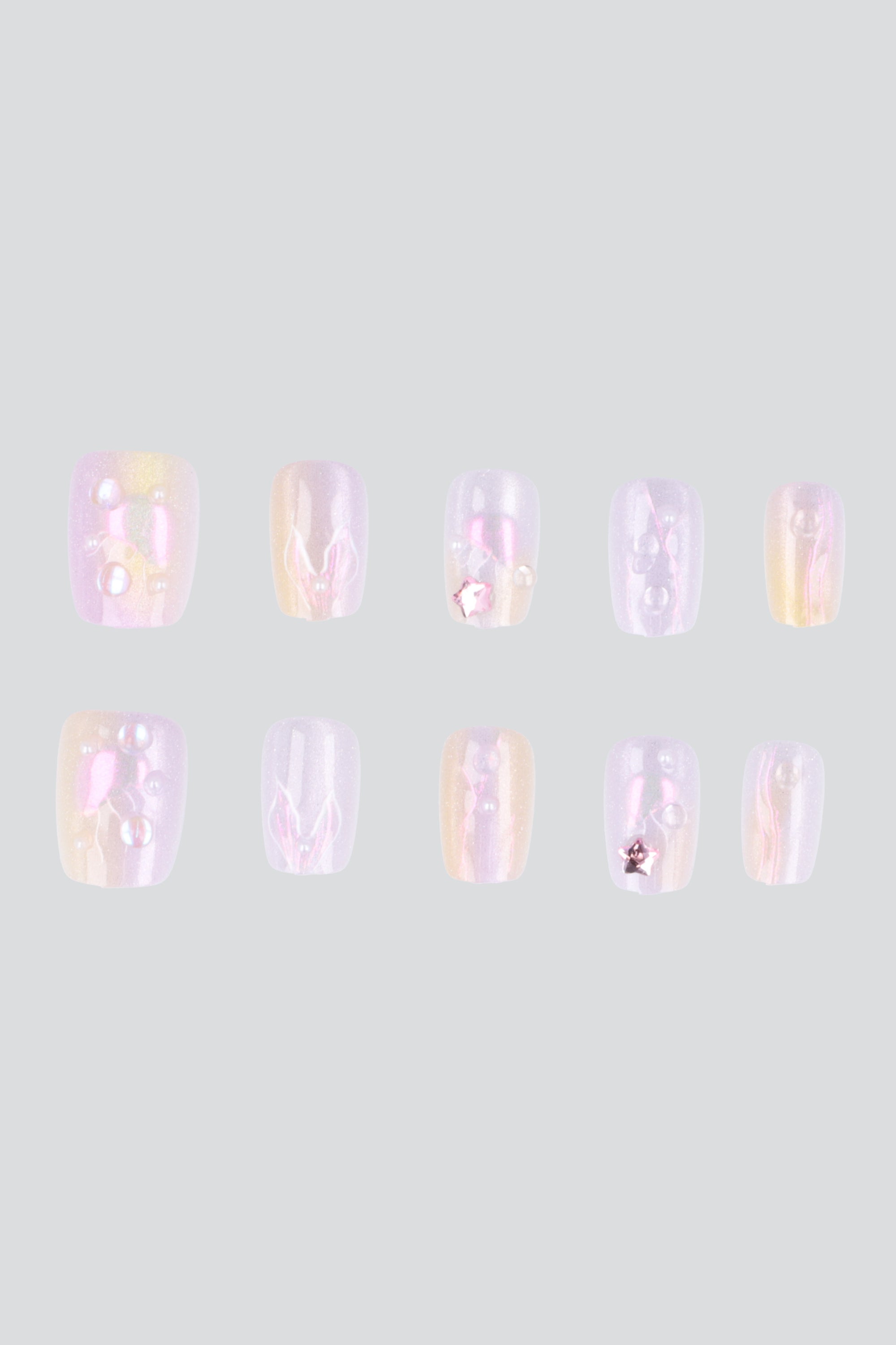 Set 10 uñas ojo de gato burbuja IRIDISCENTE