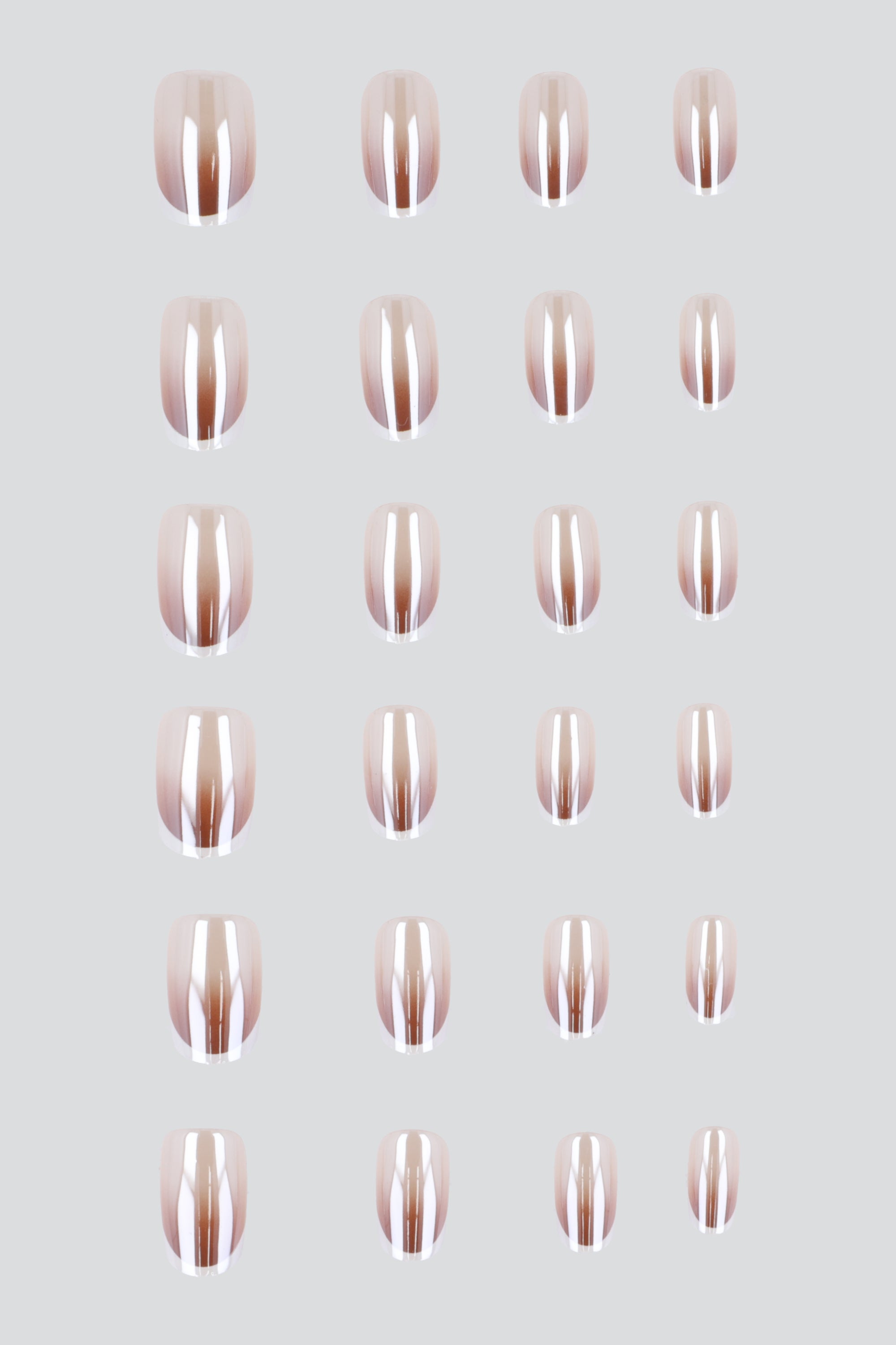 Set 24 uñas degradadas cromadas CAFE