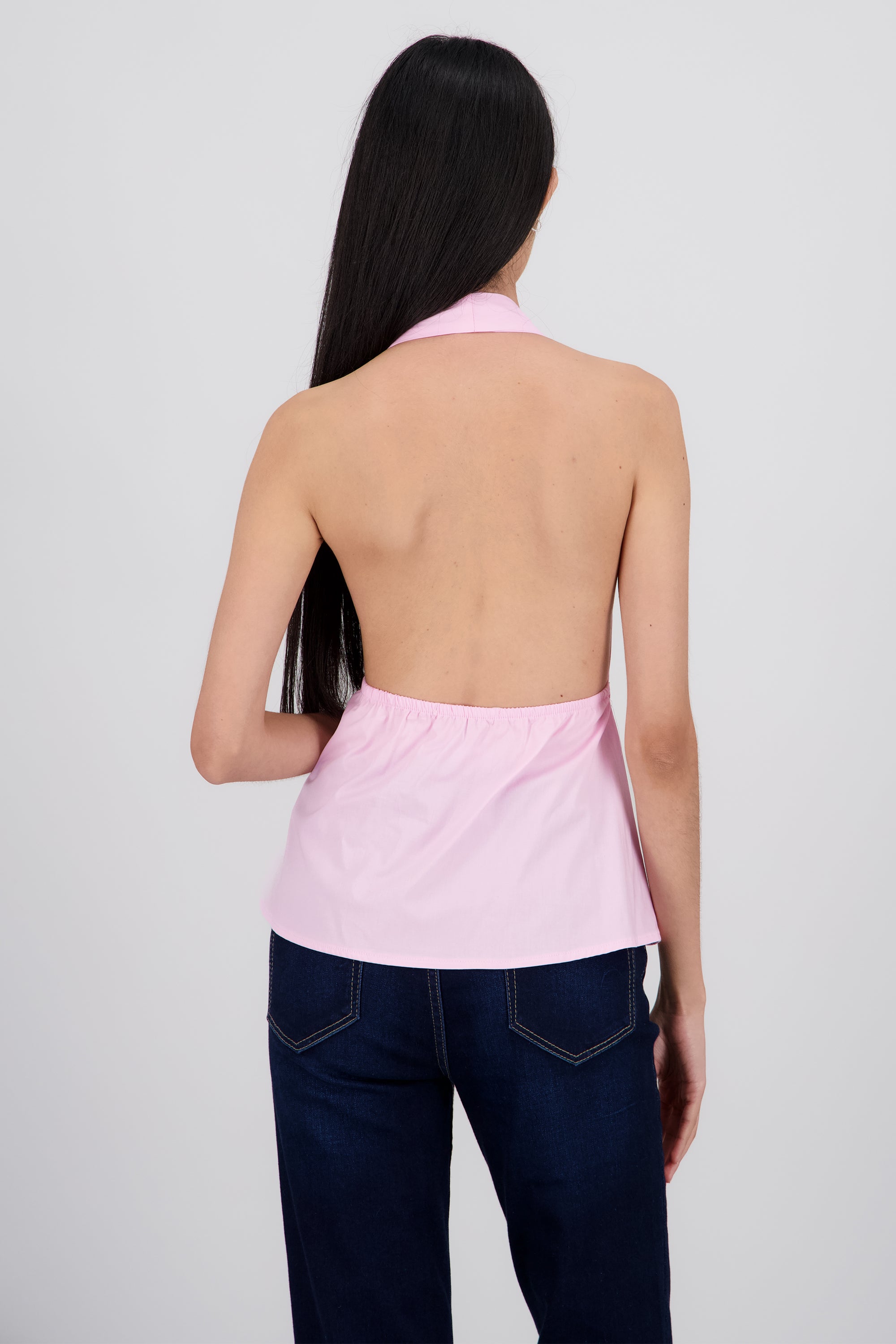 Blusa halter detalle cortes ROSA PASTEL
