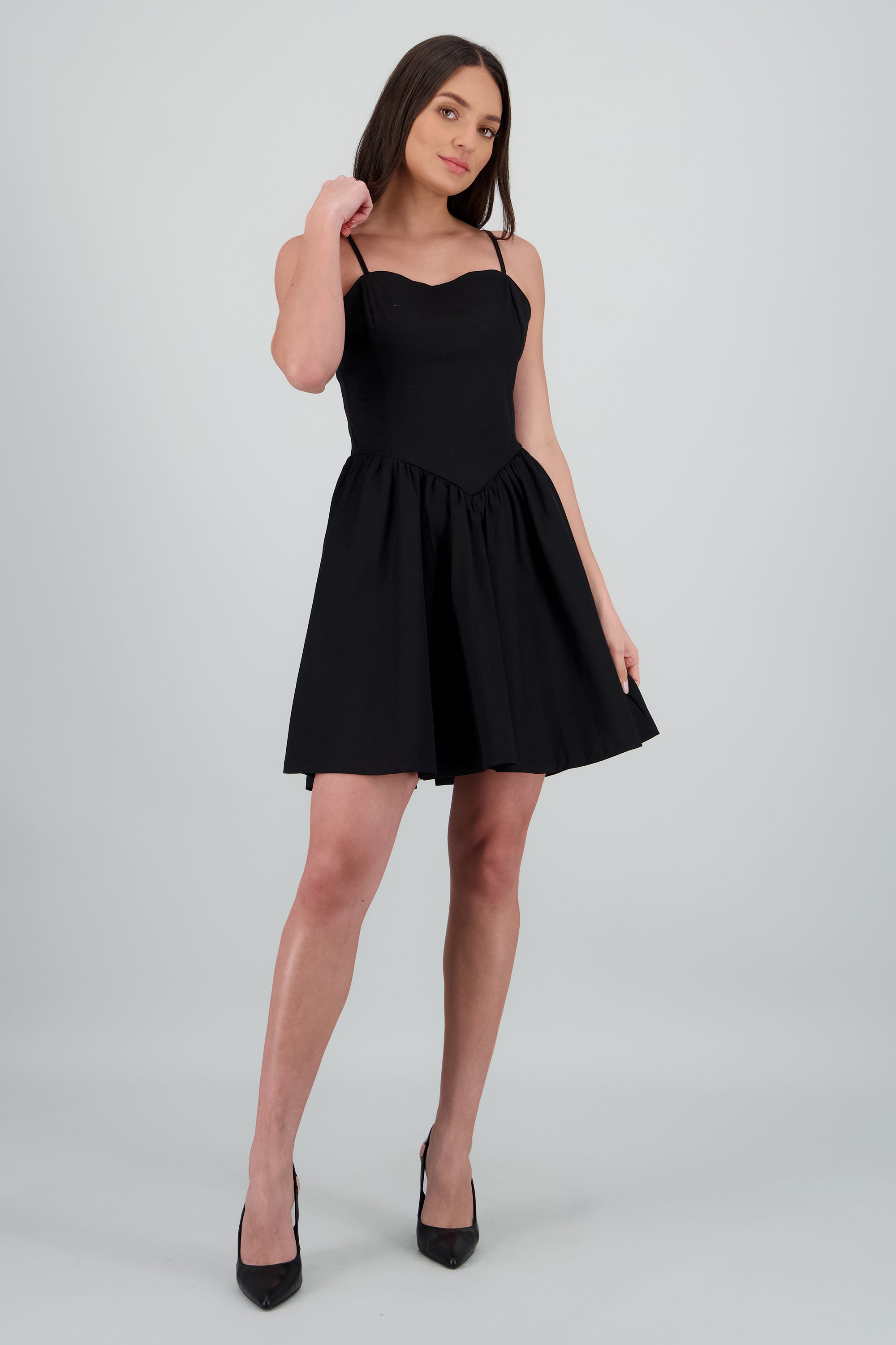 Vestido mini corte corset NEGRO