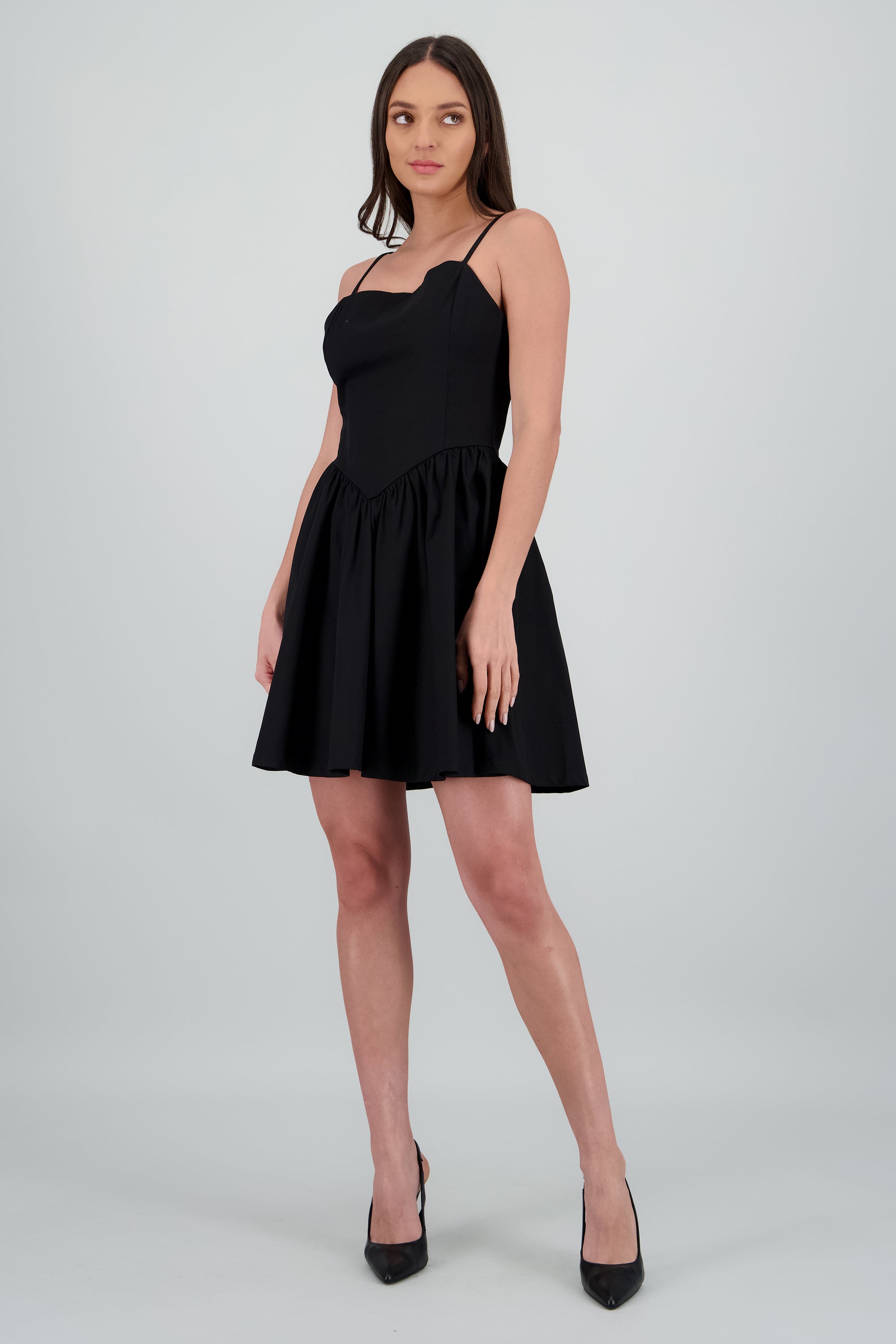 Vestido mini corte corset NEGRO