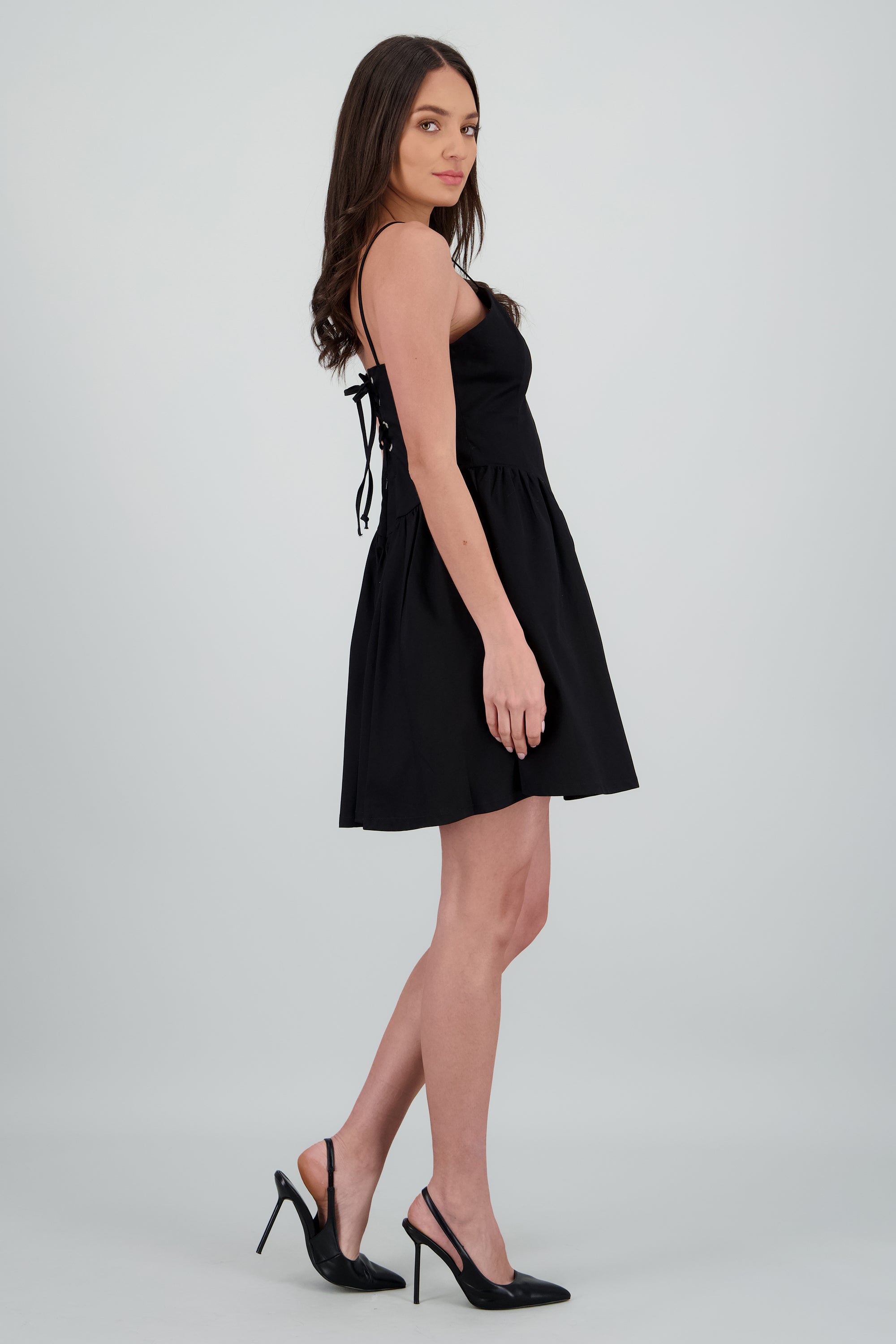 Vestido mini corte corset NEGRO