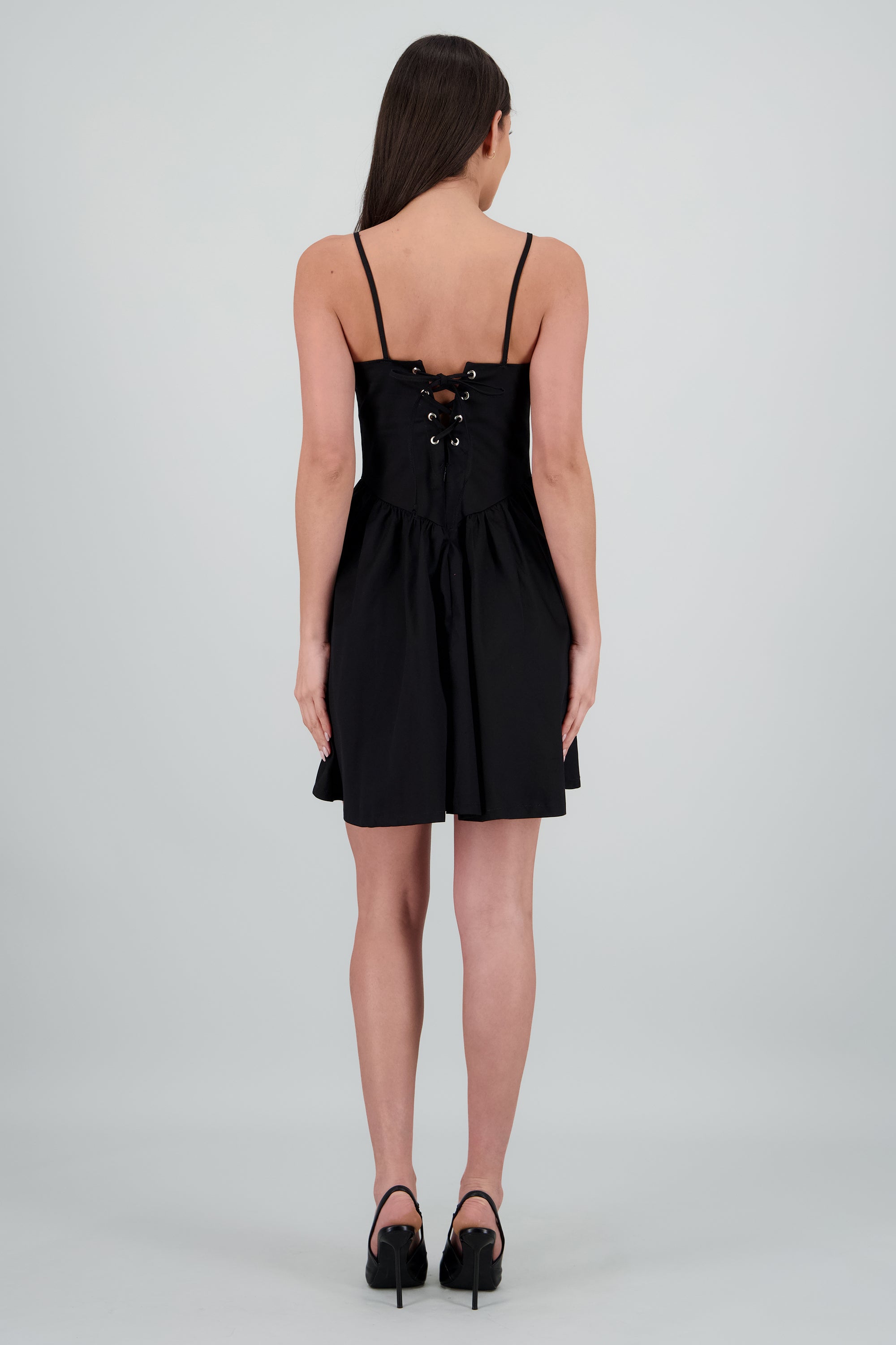 Vestido mini corte corset NEGRO