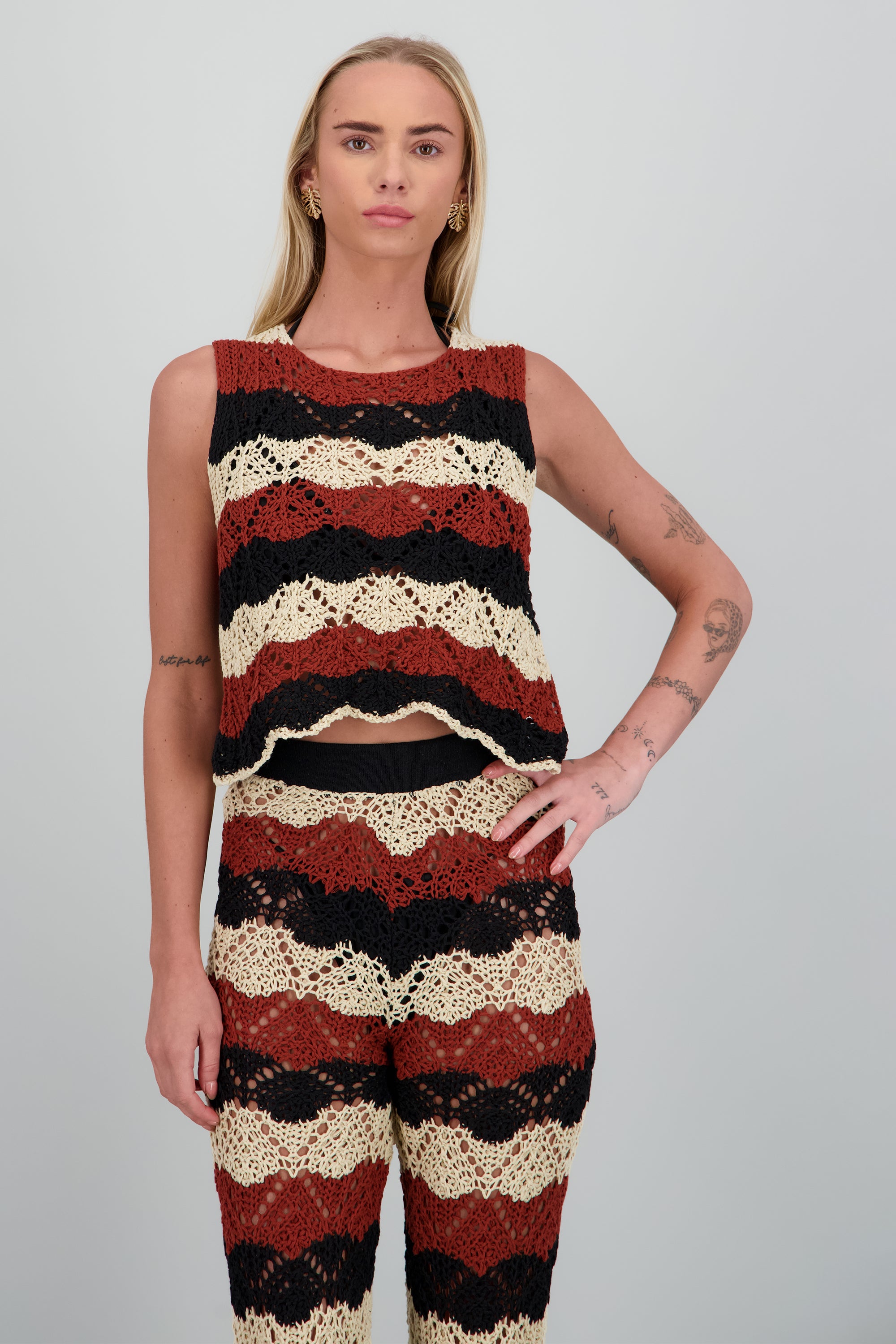 Top tejido rayas NEGRO COMBO