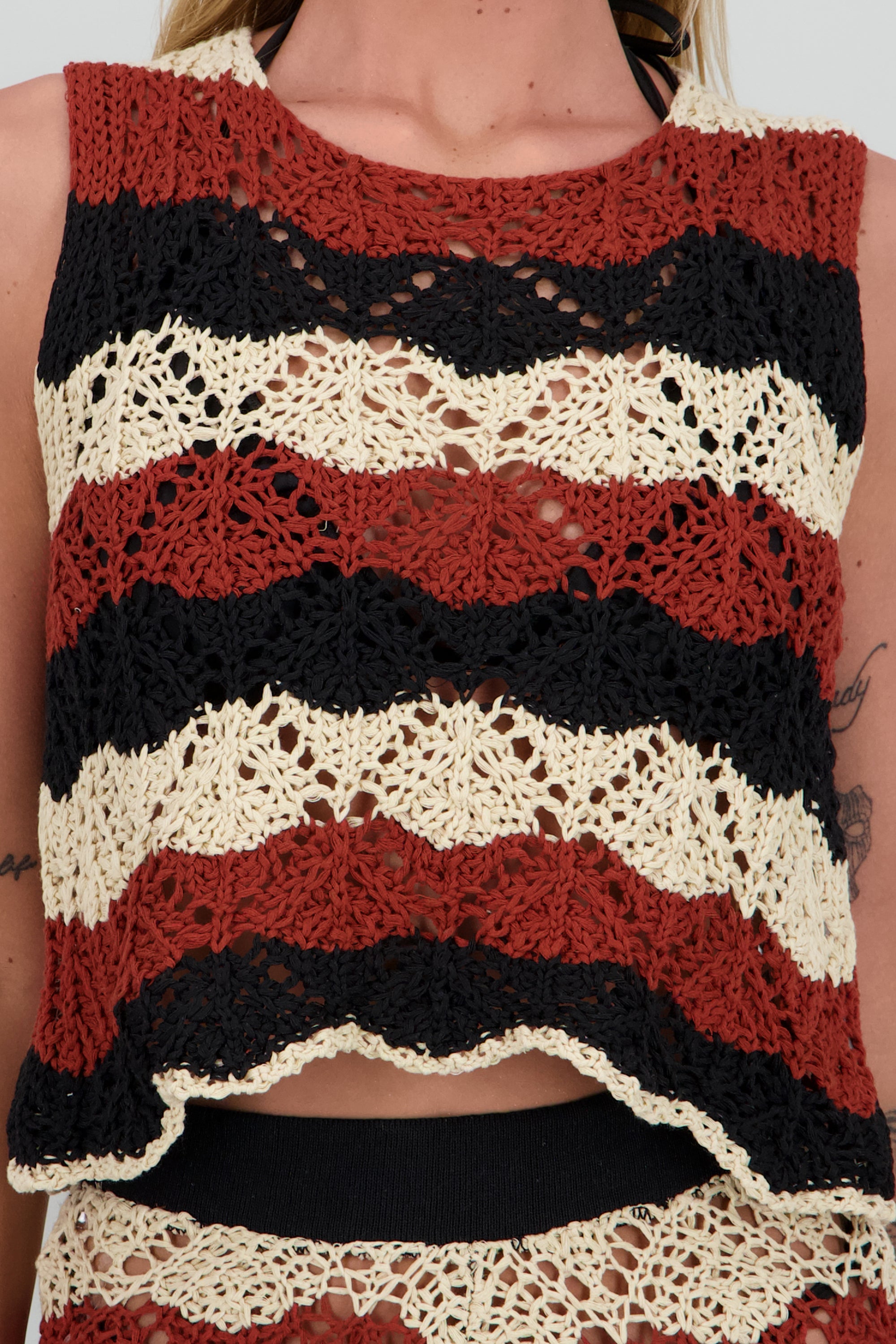 Top tejido rayas NEGRO COMBO