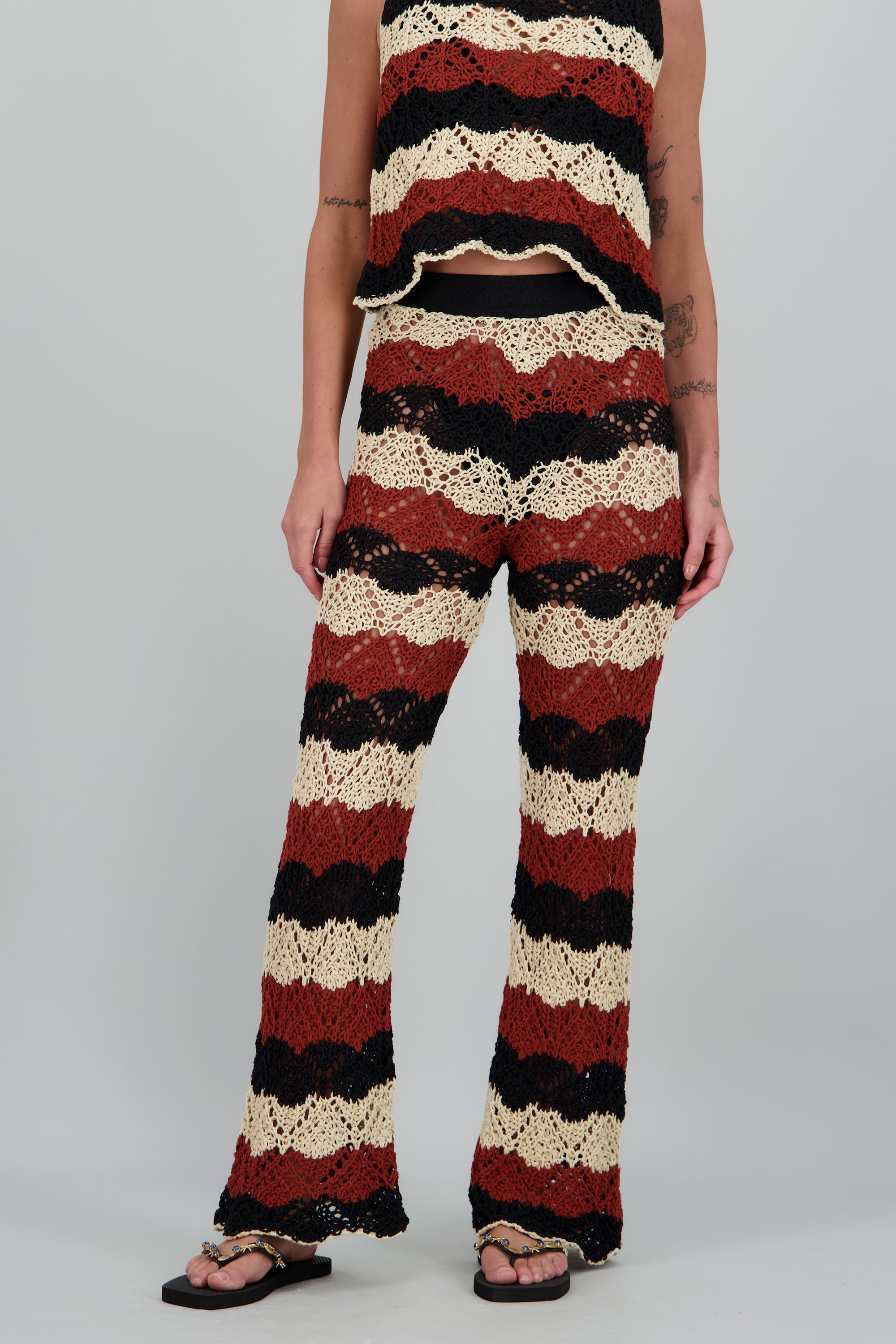 Pantalon tejido rayas NEGRO COMBO