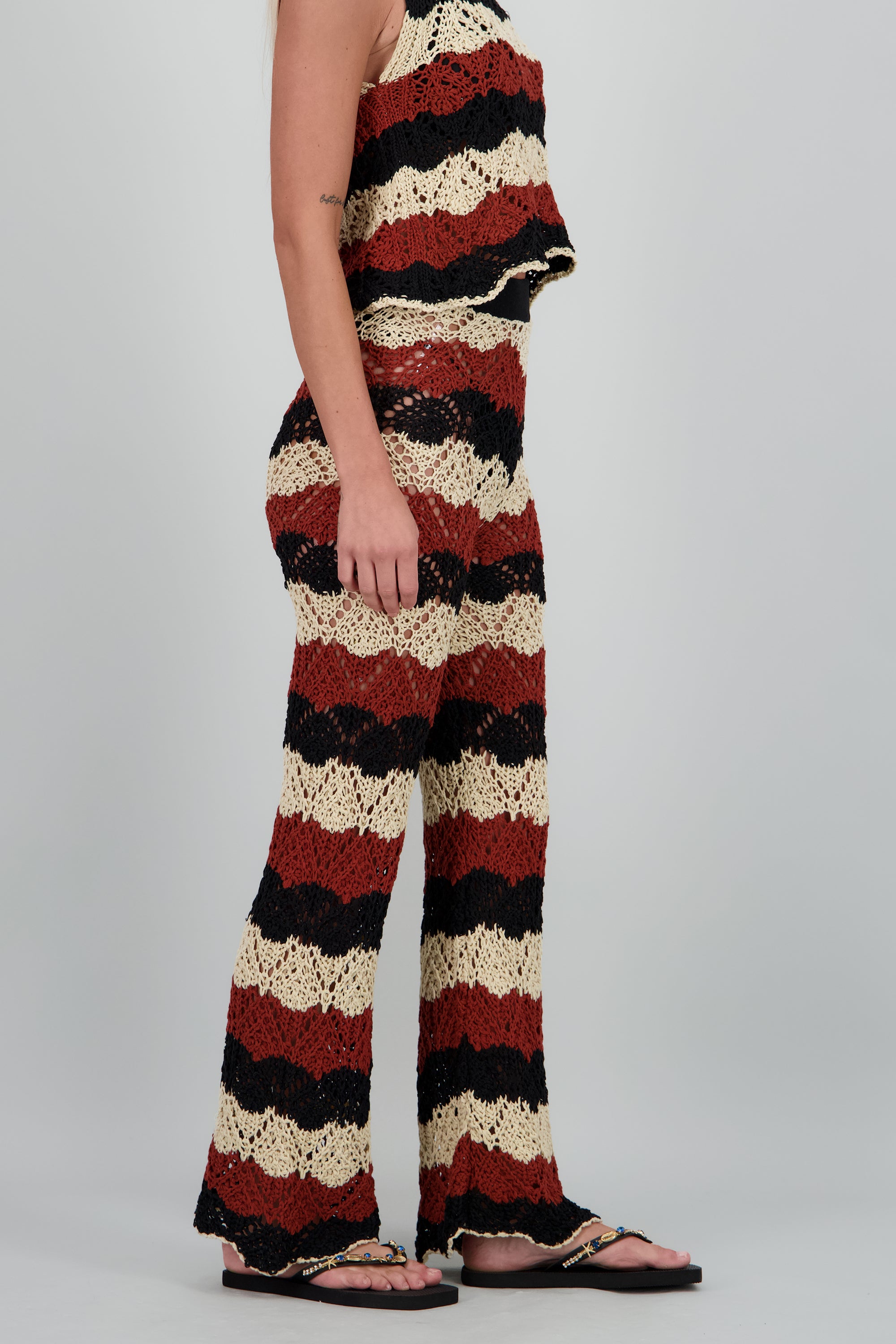 Pantalon tejido rayas NEGRO COMBO