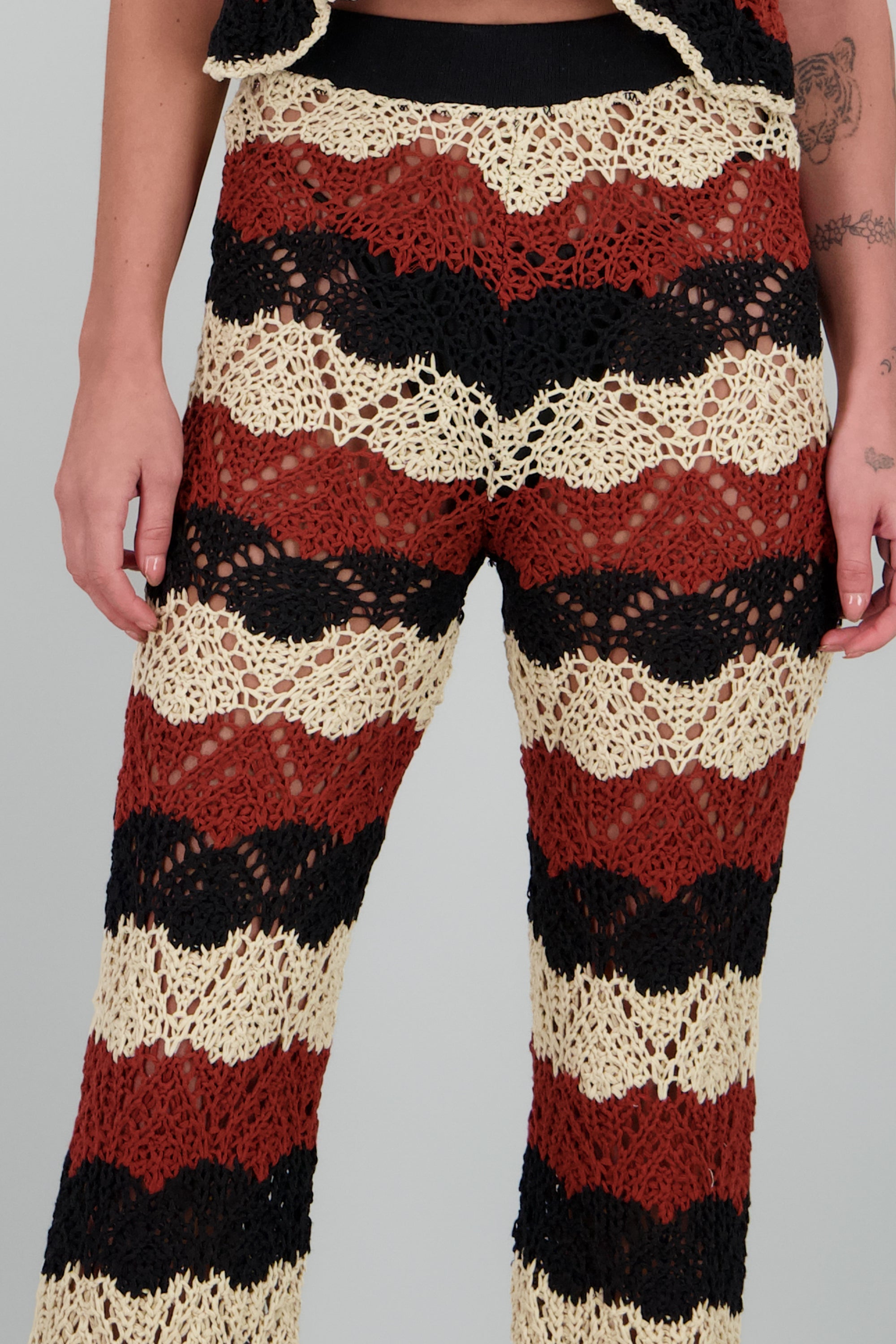 Pantalon tejido rayas NEGRO COMBO