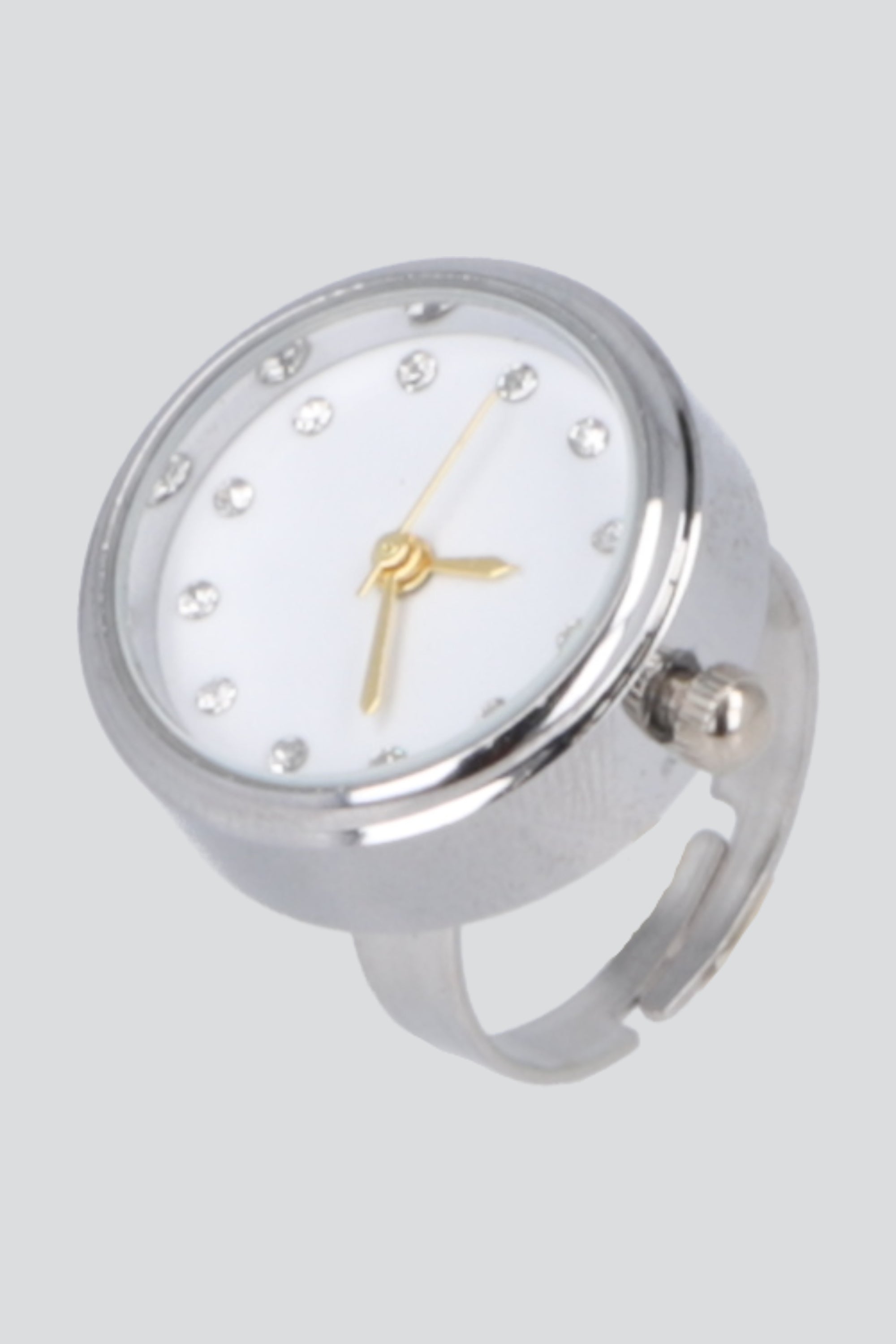 ANILLO RELOJ DETALLE BRILLOS PLATA