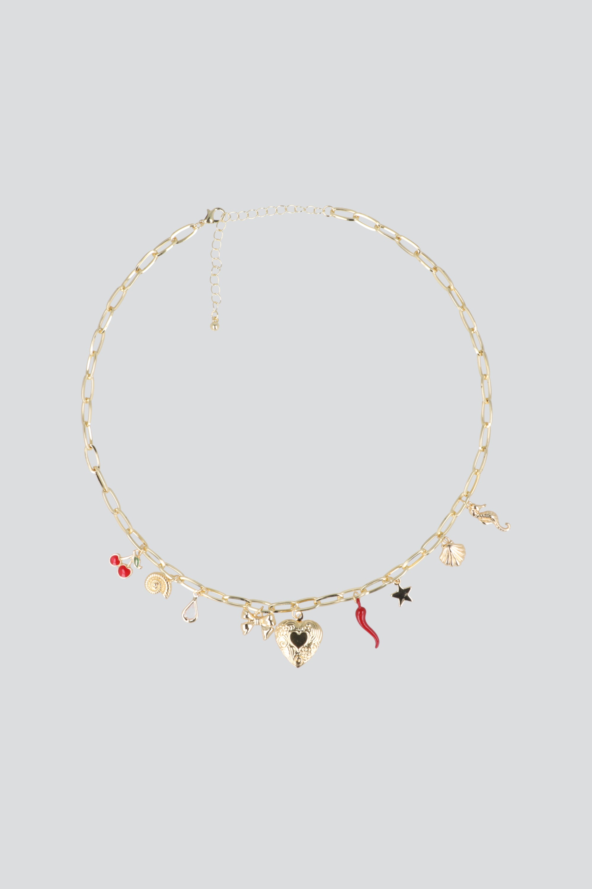 COLLAR CHARMS CORAZON CHILE PQ ORO