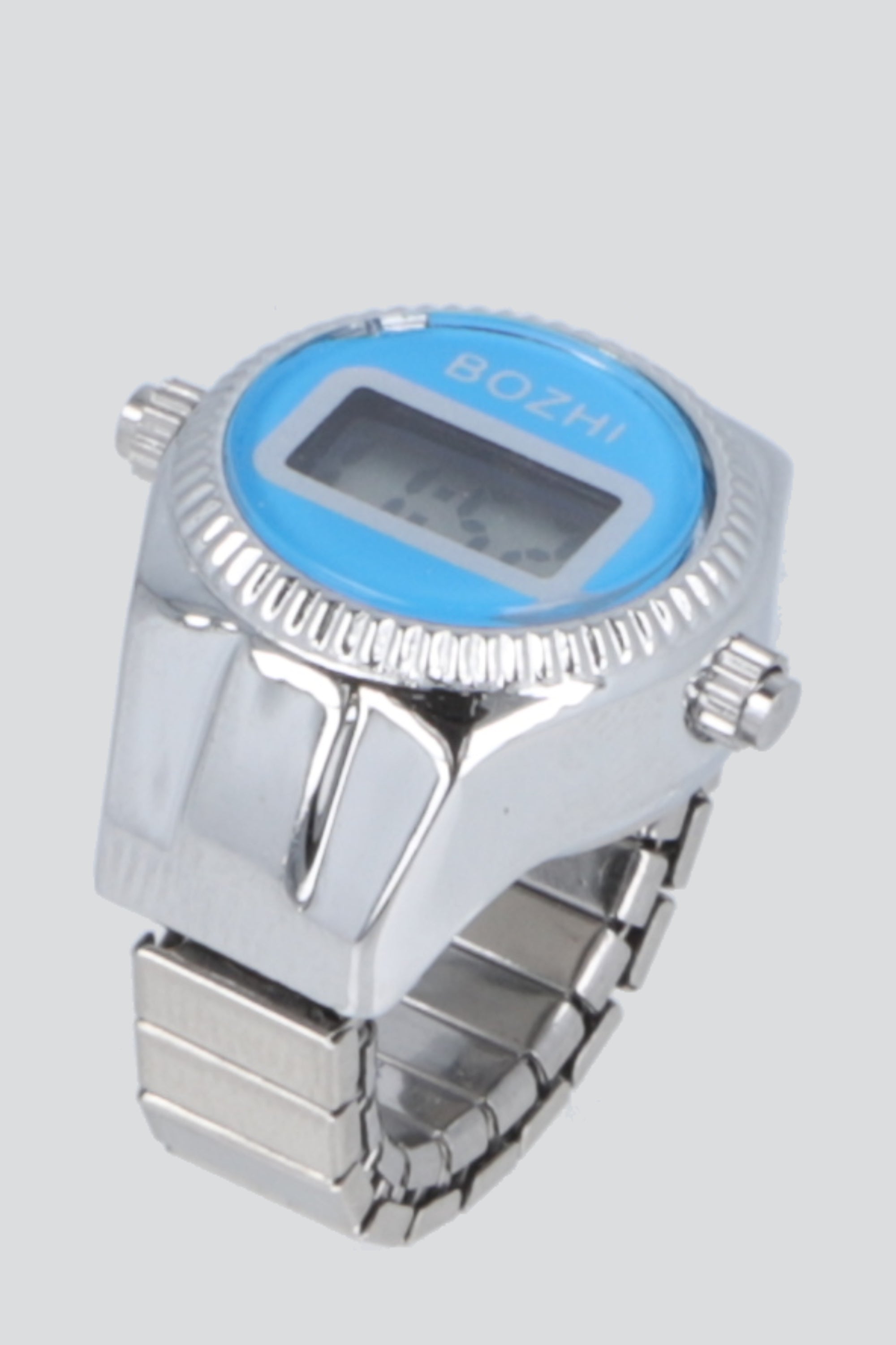 ANILLO RELOJ DIGITAL PLATA